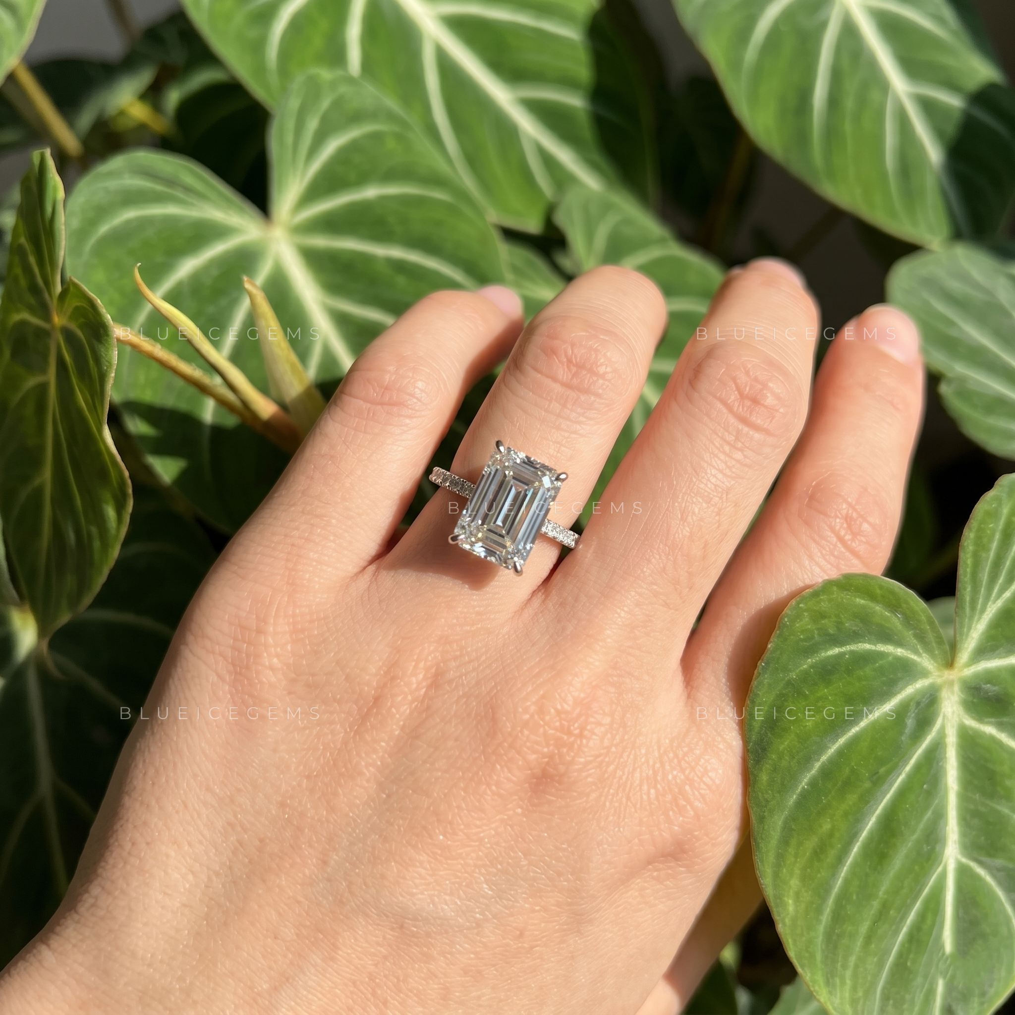 Architectural Elegance Emerald Cut Claw Prong Solitaire Engagement Ring