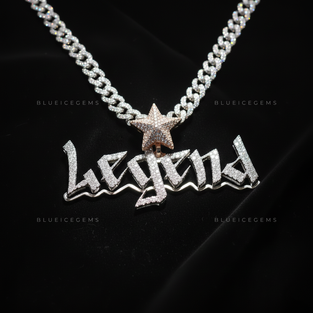 The Galactic "LEGEND" Sovereign: Sharp Gothic Script & Celestial Star Pendant