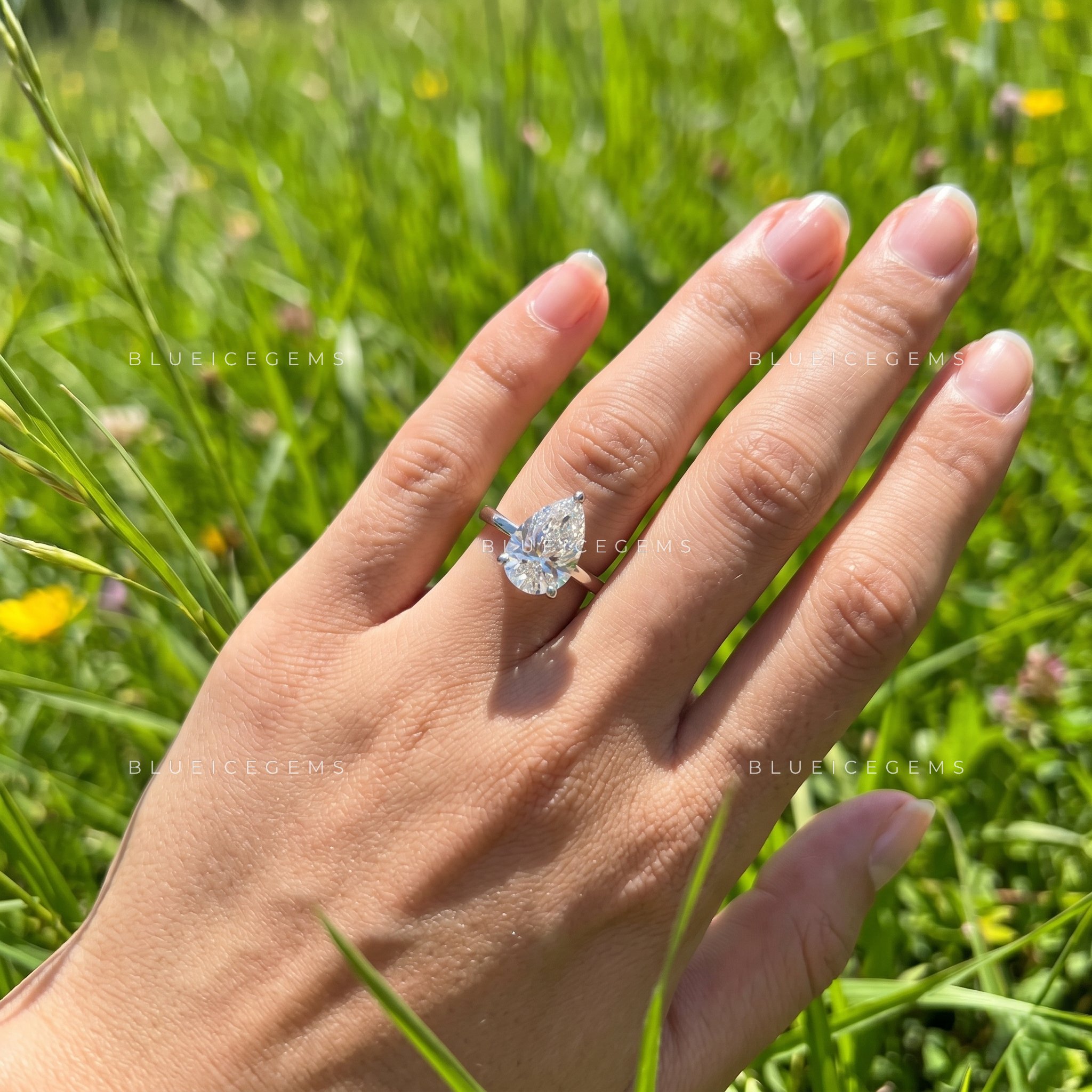 Celestial Silhouette Pear Brilliant Cut Solitaire Engagement Ring