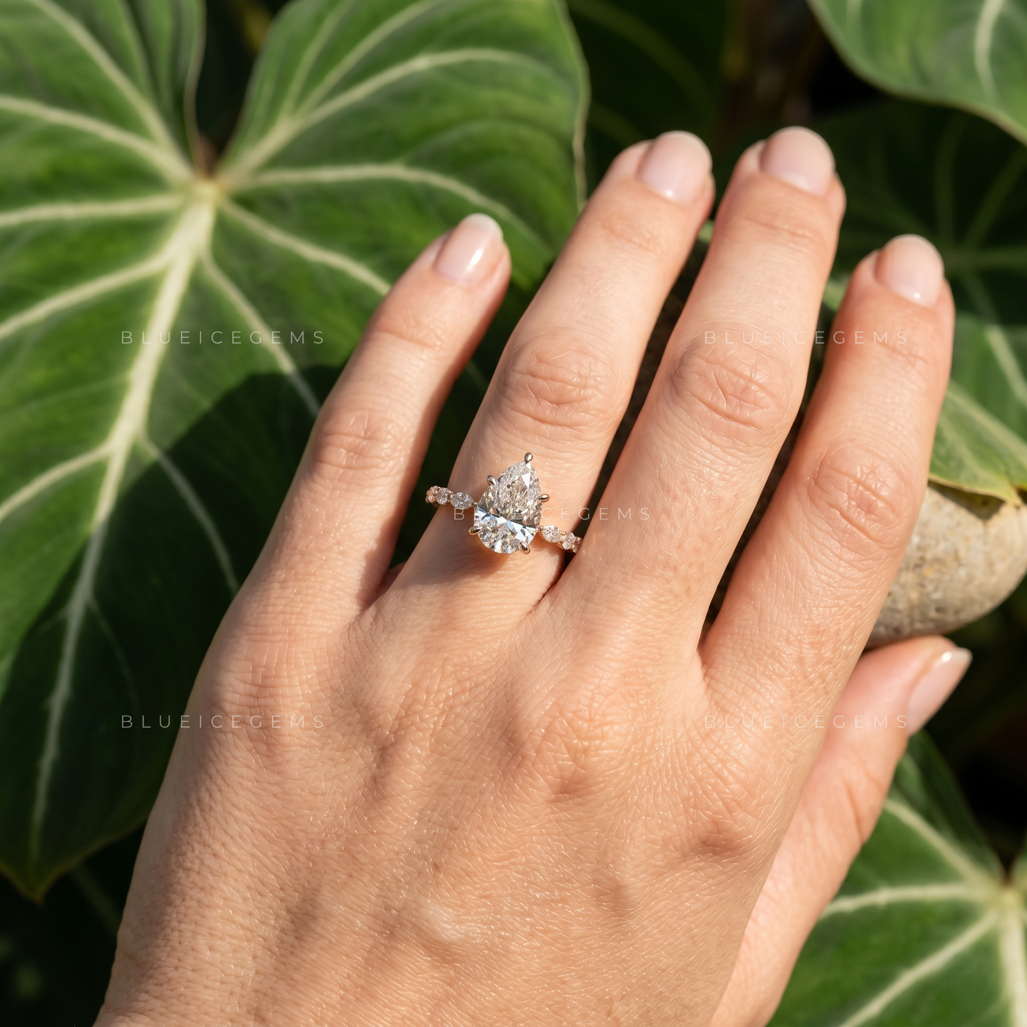 Celestial Bloom Pear Cut Pavé Engagement Ring
