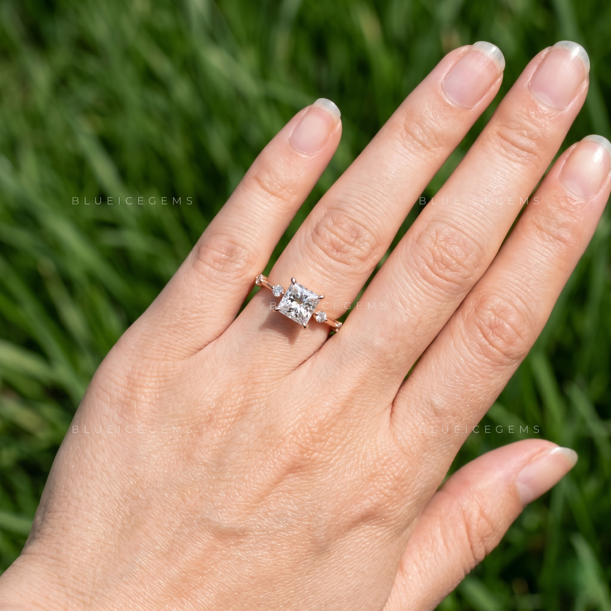 Sovereign Majesty Princess Cut Pavé Set Accent Proposal Ring