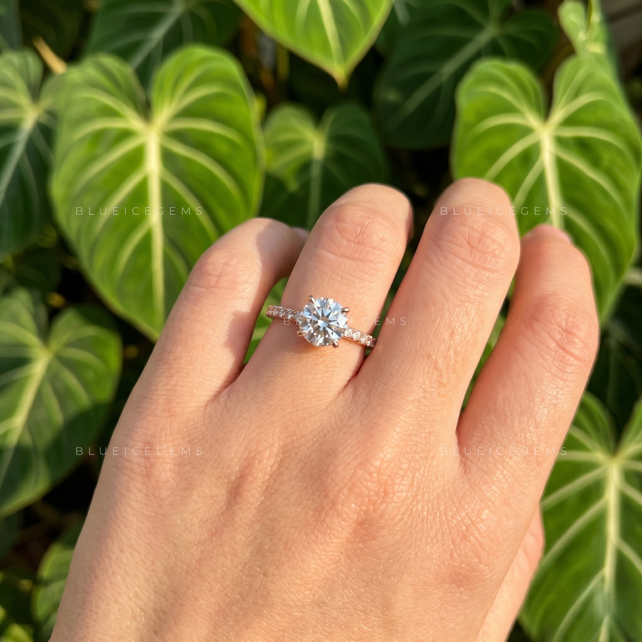 Enchanting Elegance Round Cut Hidden Halo Pave Engagement Ring