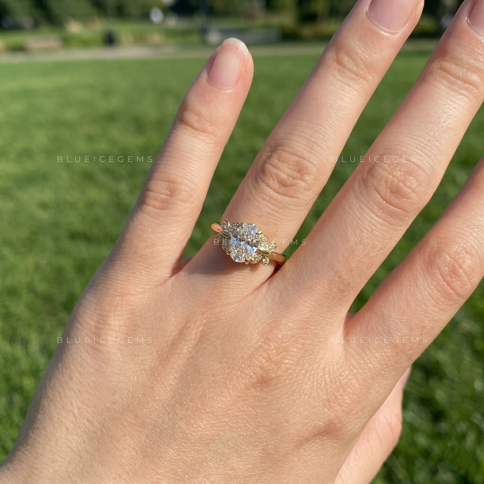 Timeless Radiance Oval Cut Hidden Accents Engagement Ring