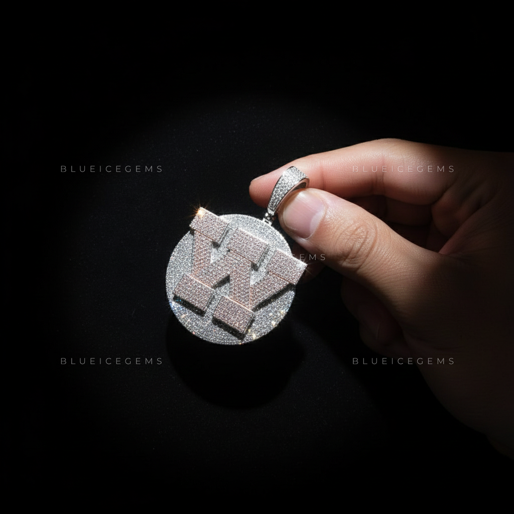 "W" Custom Two-Tone Spinner Pendant