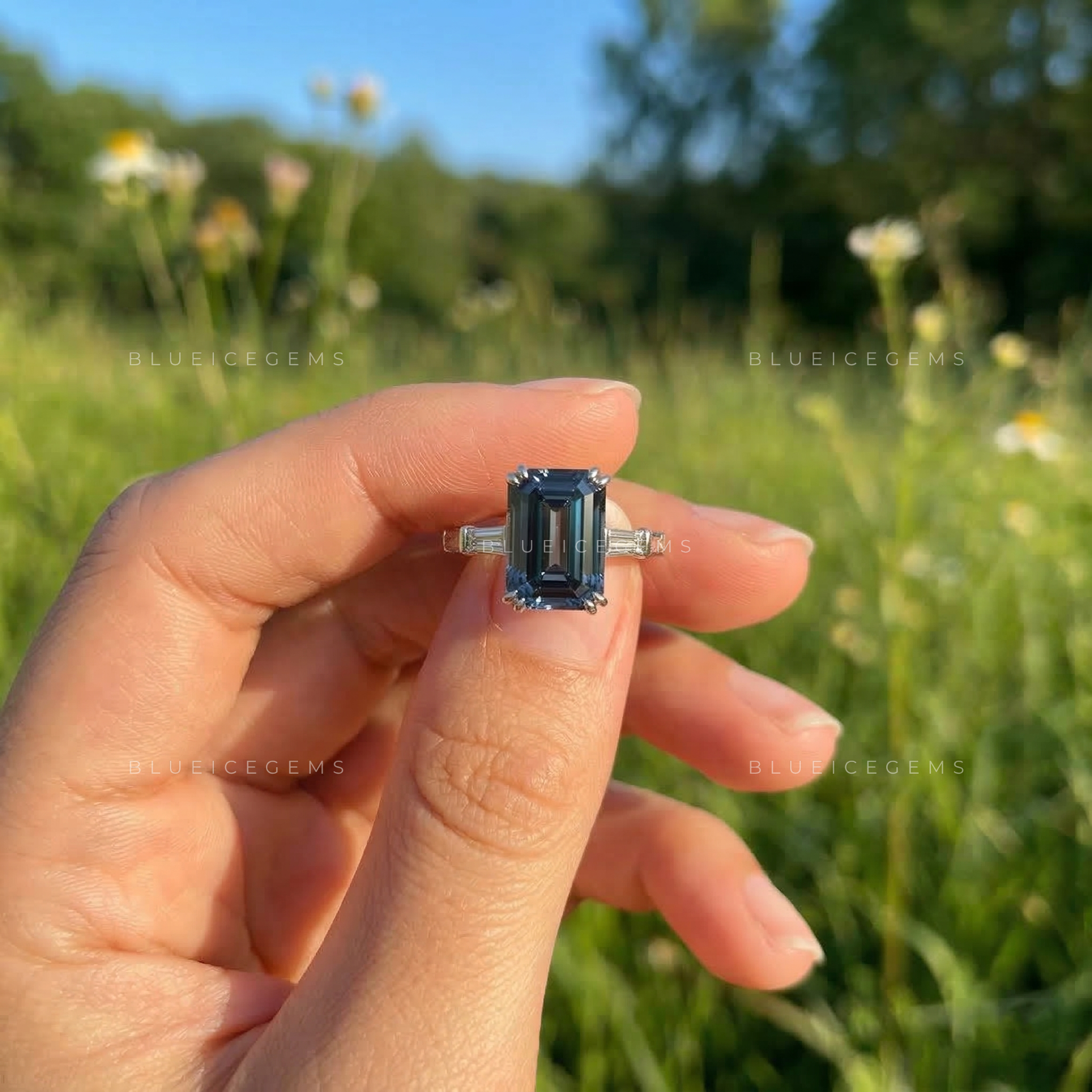 Midnight Majesty Emerald Cut Art Deco Ring