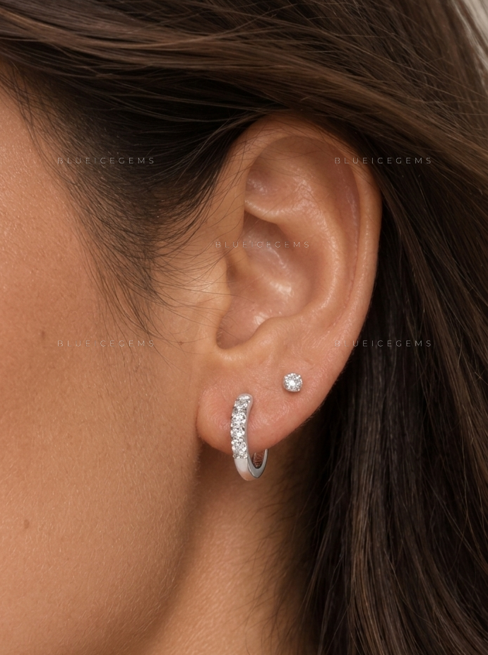 Scalloped Pavé Diamond Huggie Earrings