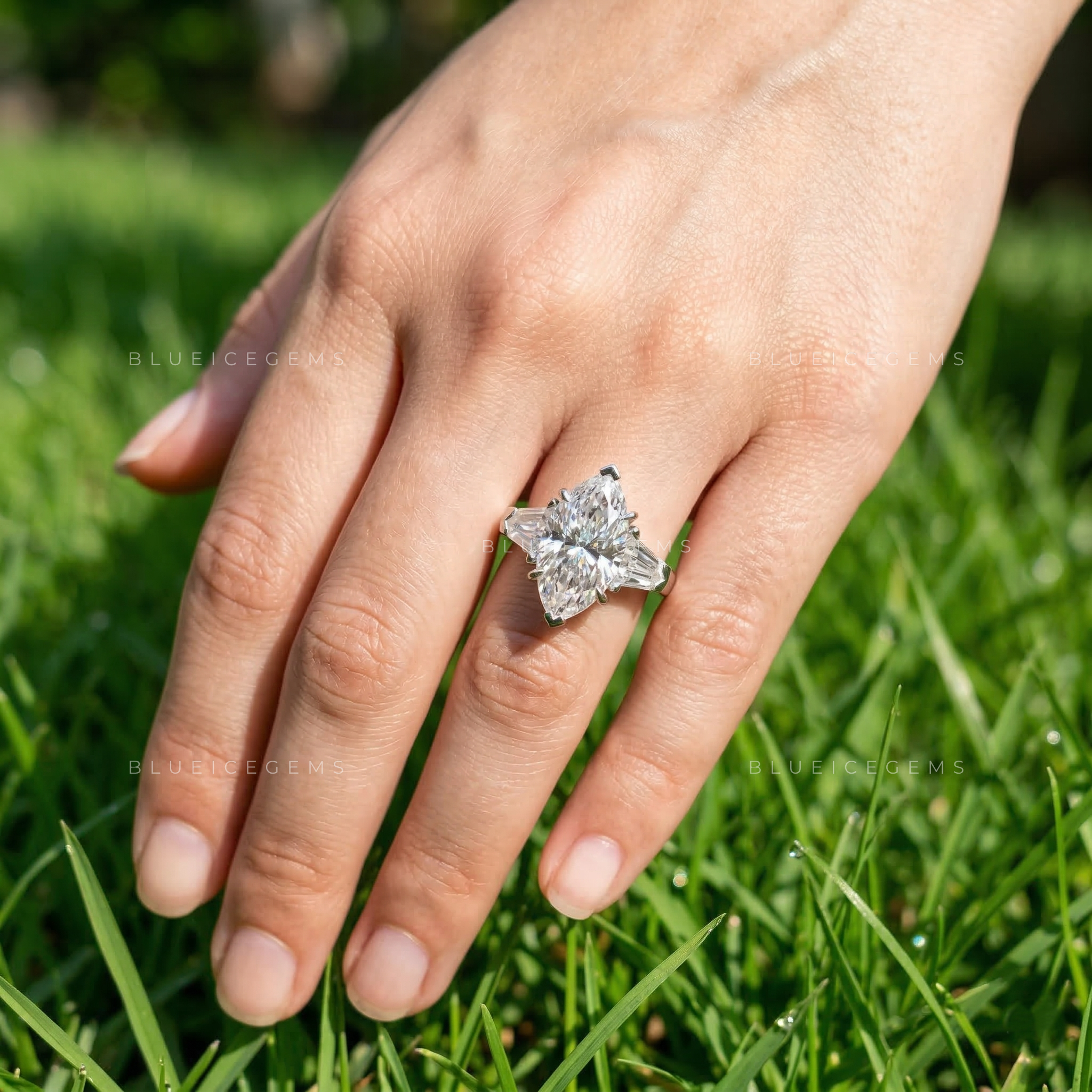 Regal Majesty Marquise and Bullet Cut Trilogy Ring