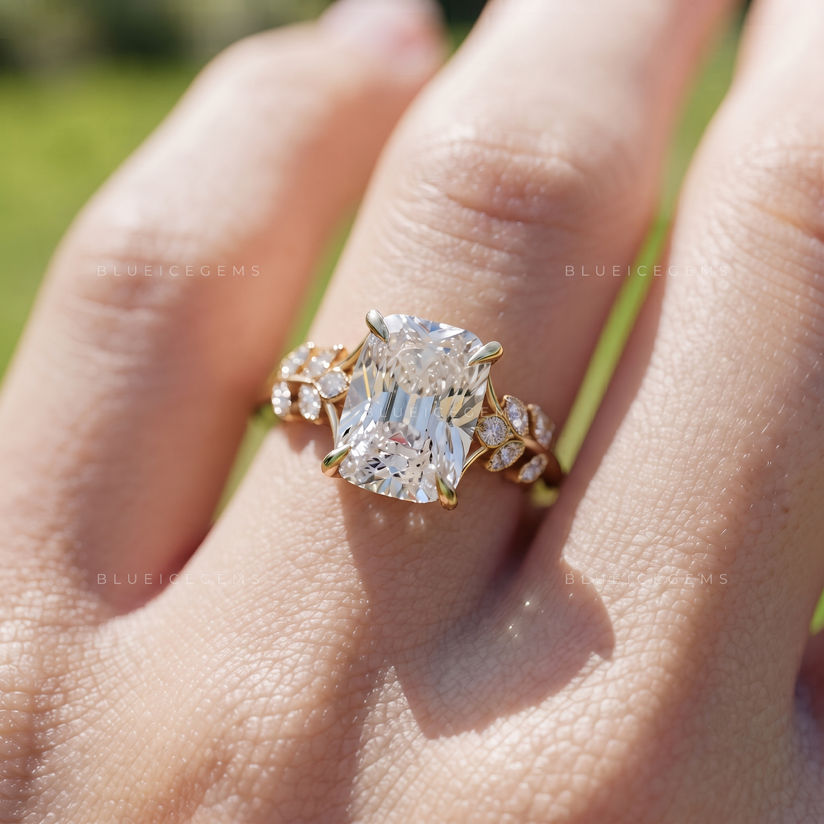 Antique Petal Halo Old Mine Engagement Ring