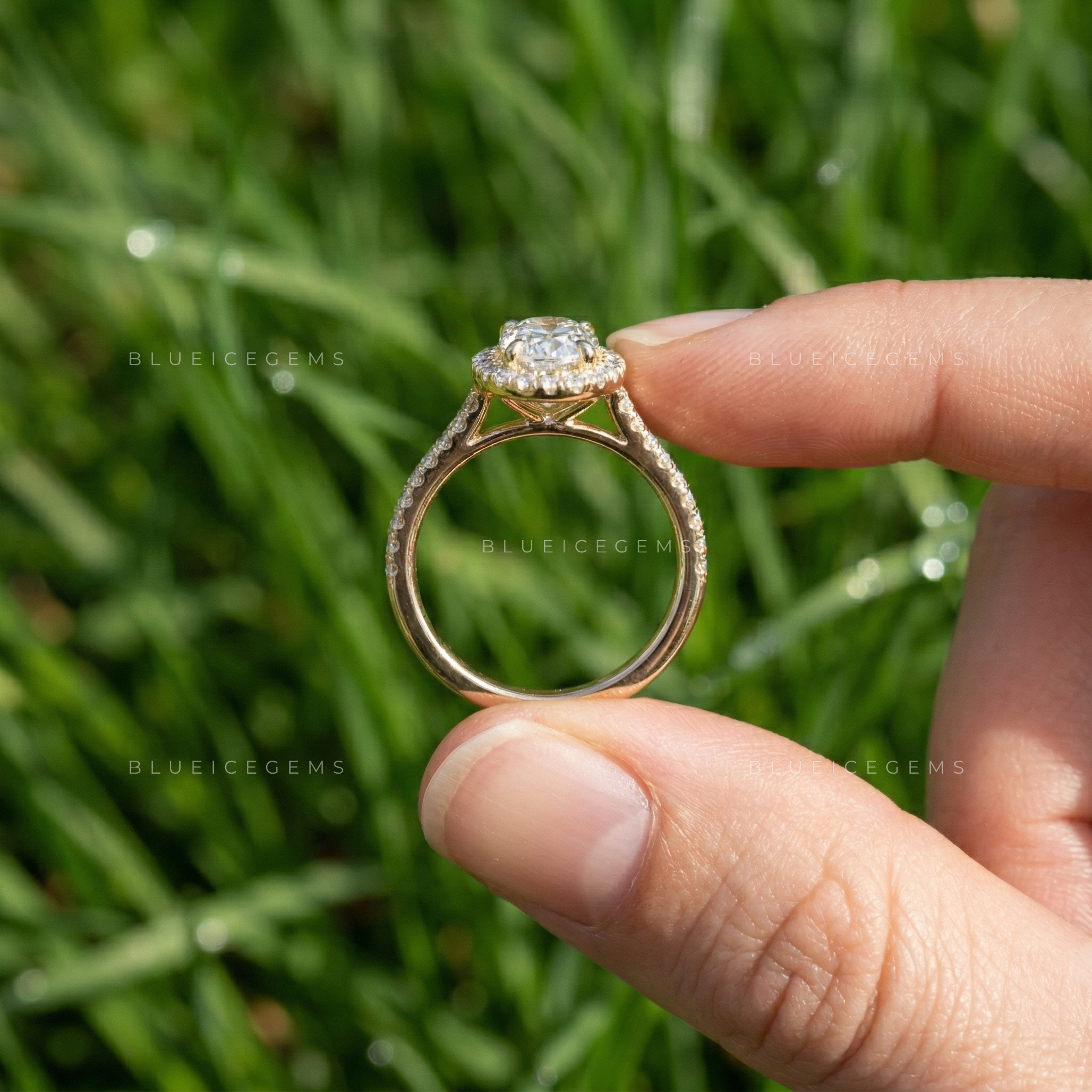 Radiant Horizon Oval Cut Pavé Engagement Ring