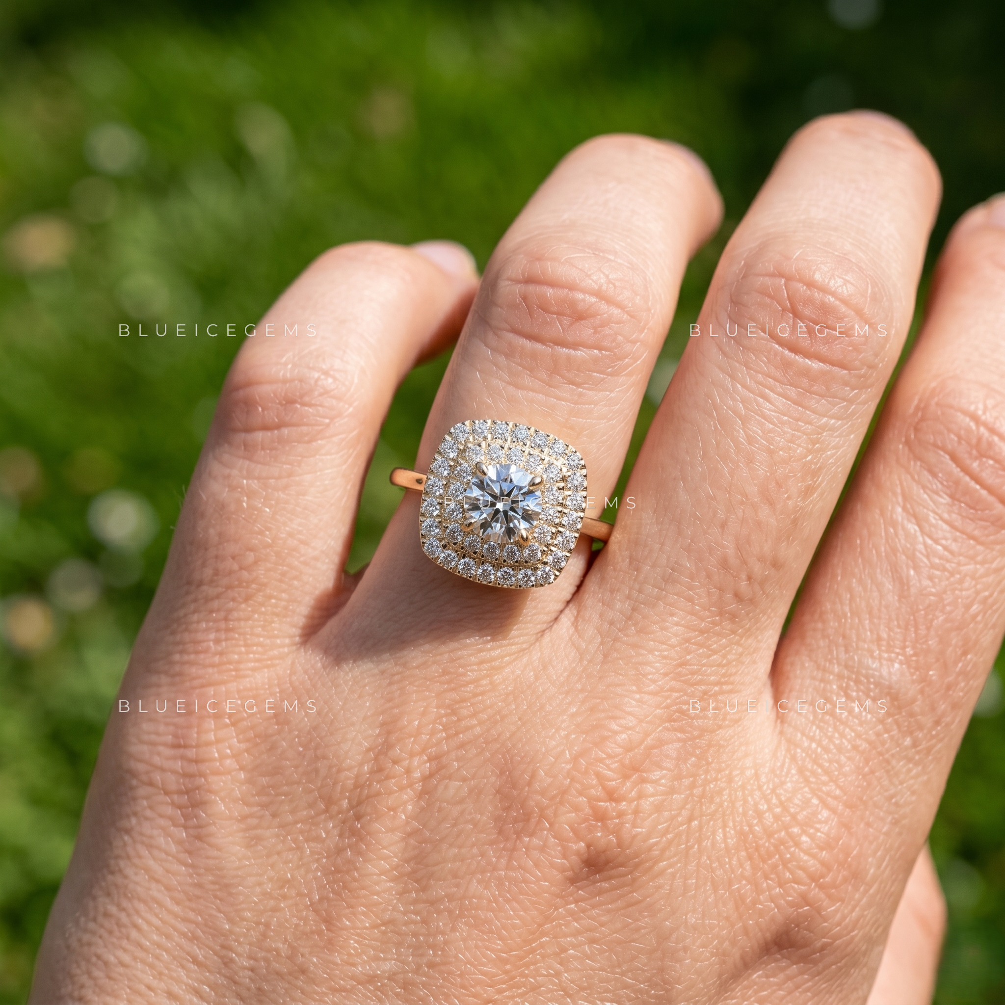Enchanted Sparkle Round Cut Side Stone Engagement Ring
