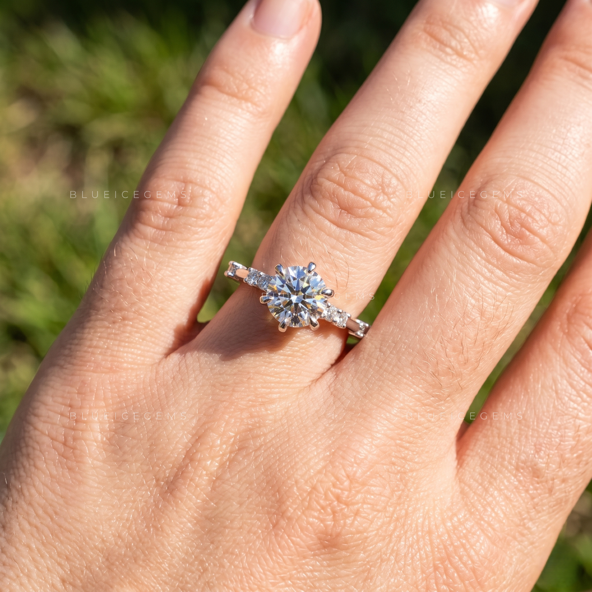 Vintage Enchantment Round Cut Pavé Accent Classic Engagement Ring