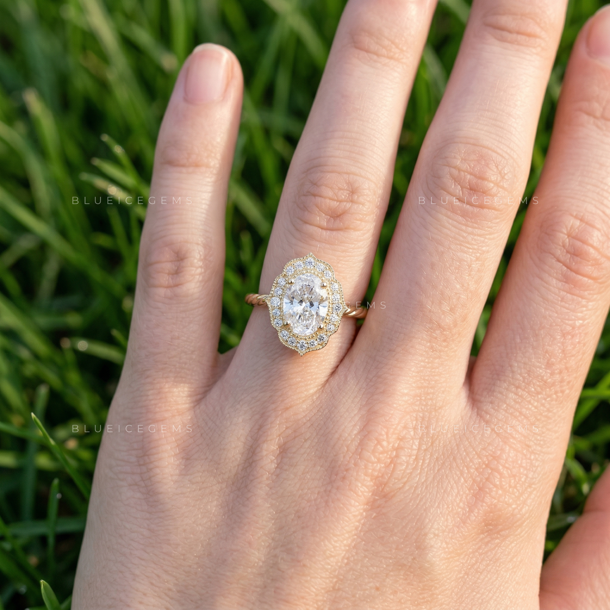 Elegant Aura Oval Cut Pavé Engagement Ring