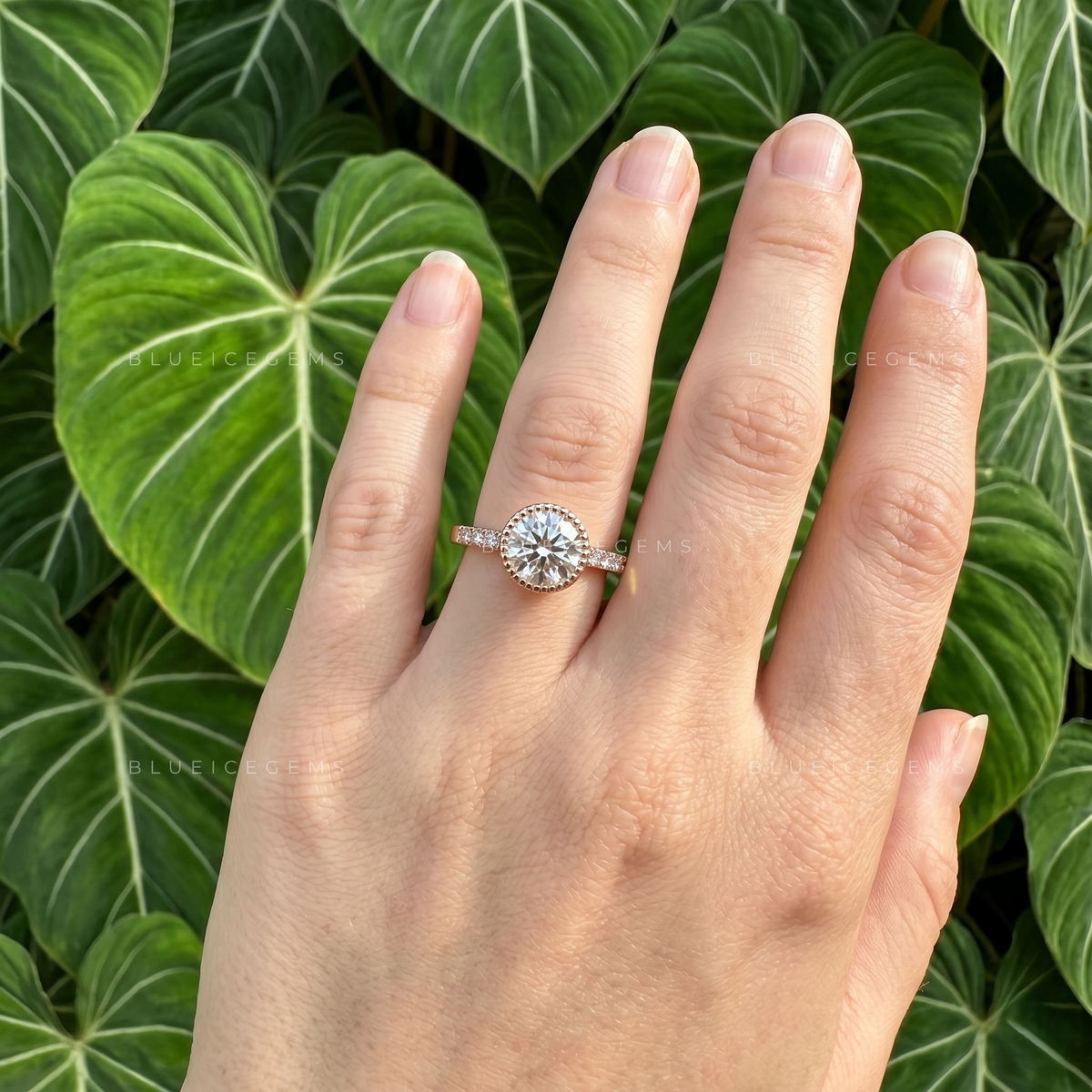 Modern Minimalist Round Brilliant Cut Bezel Solitaire Engagement Ring