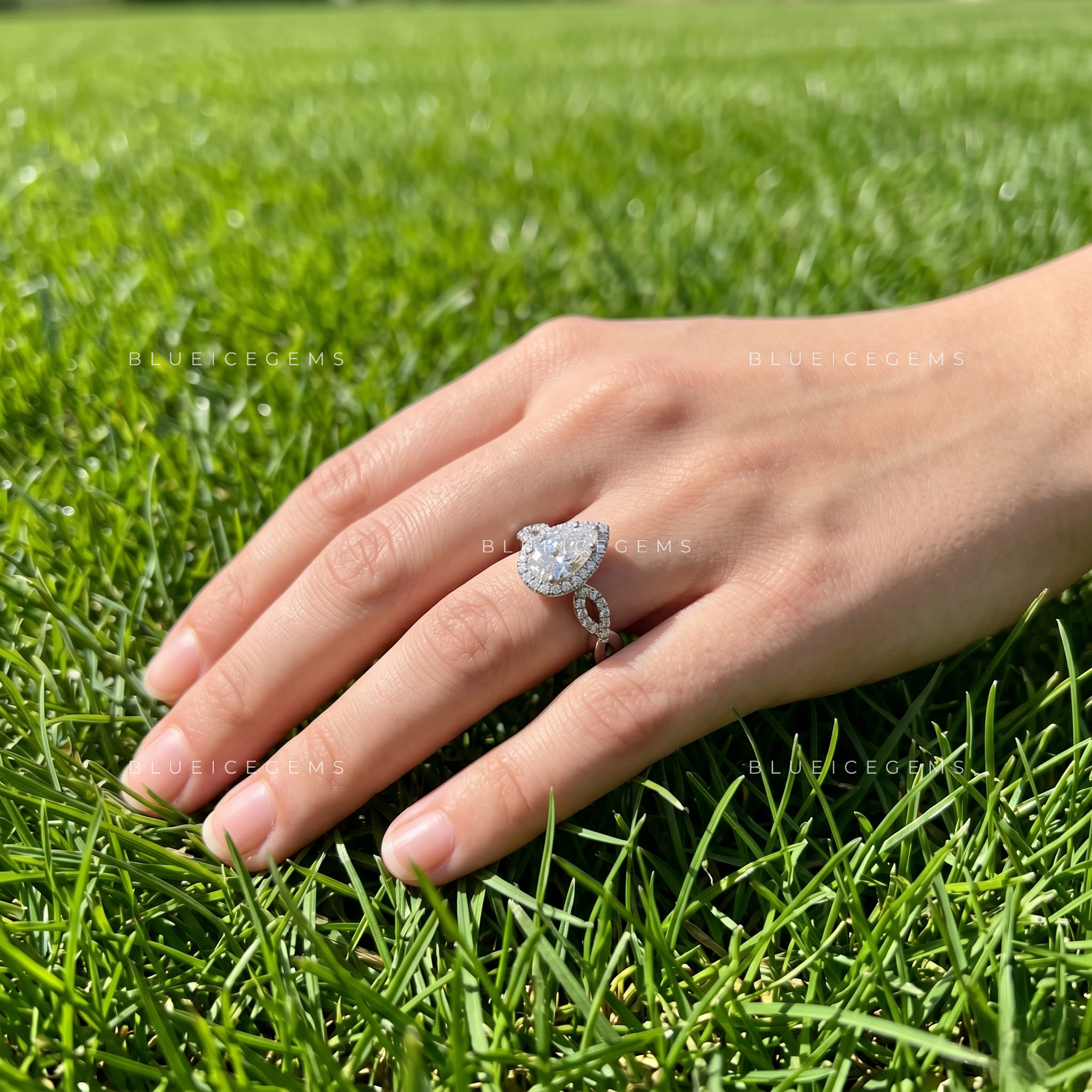 Serenade Pear Cut Accent Engagement Ring