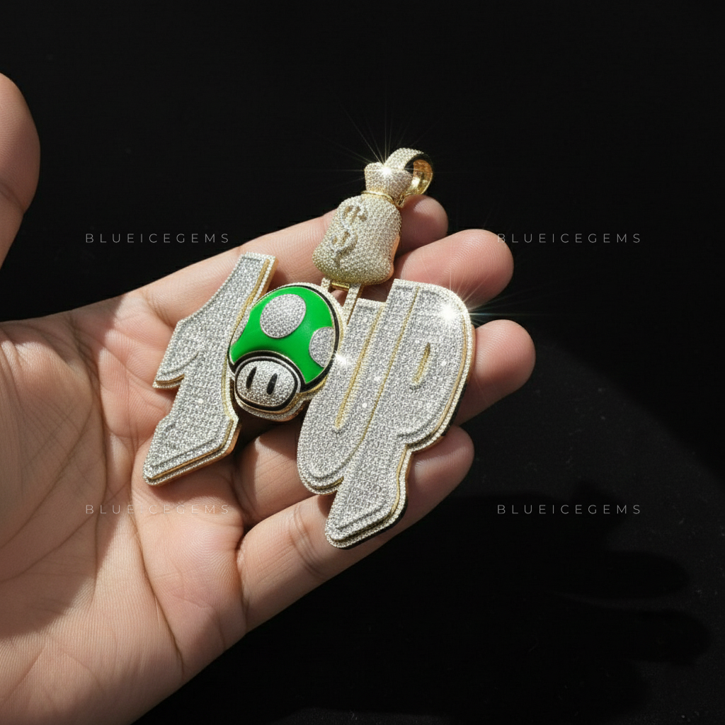 The "1-UP" Power-Level: Mushroom Kingdom Money Bag Multi-Tone Pendant