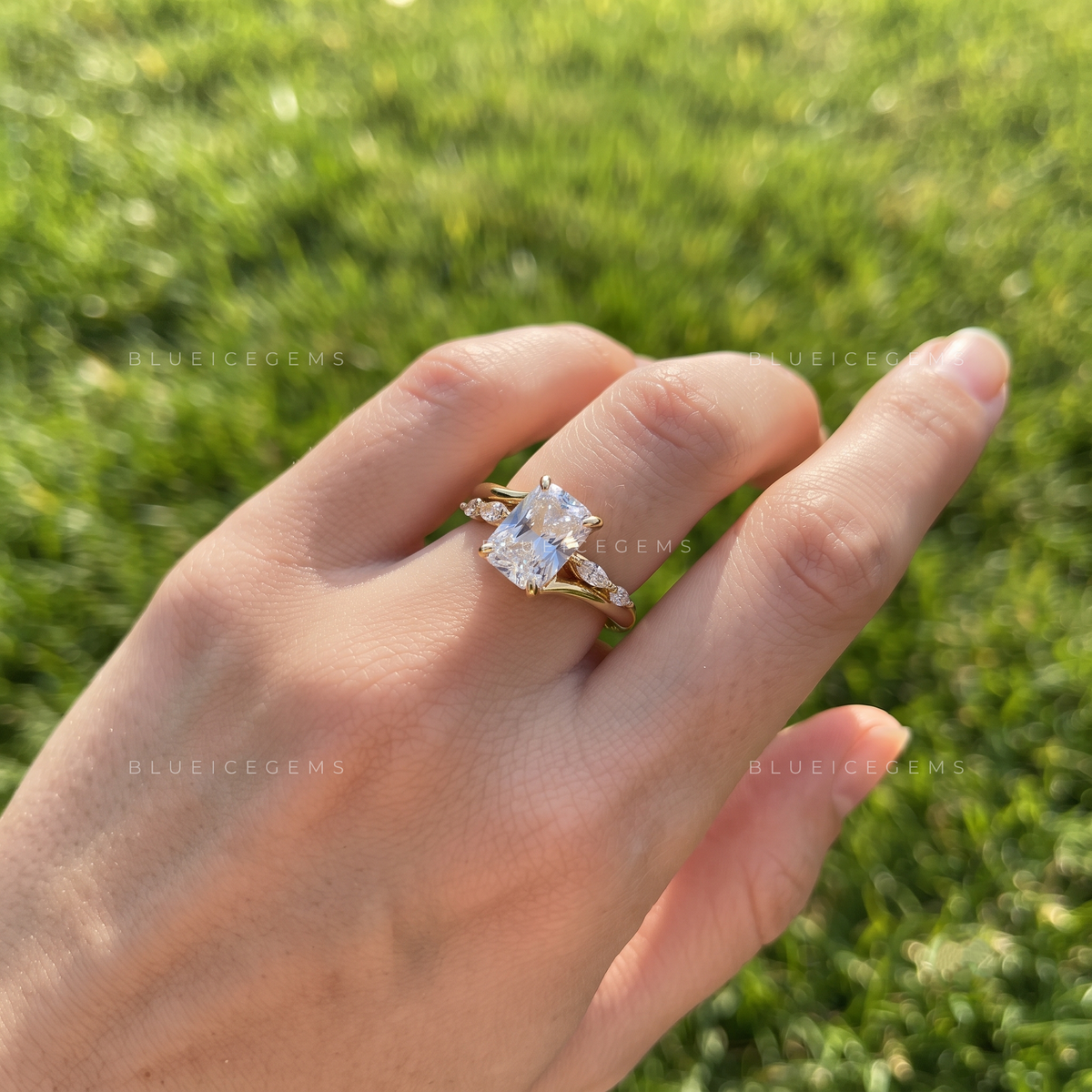 Old Mine Cut Hidden Halo Twist Engagement Ring