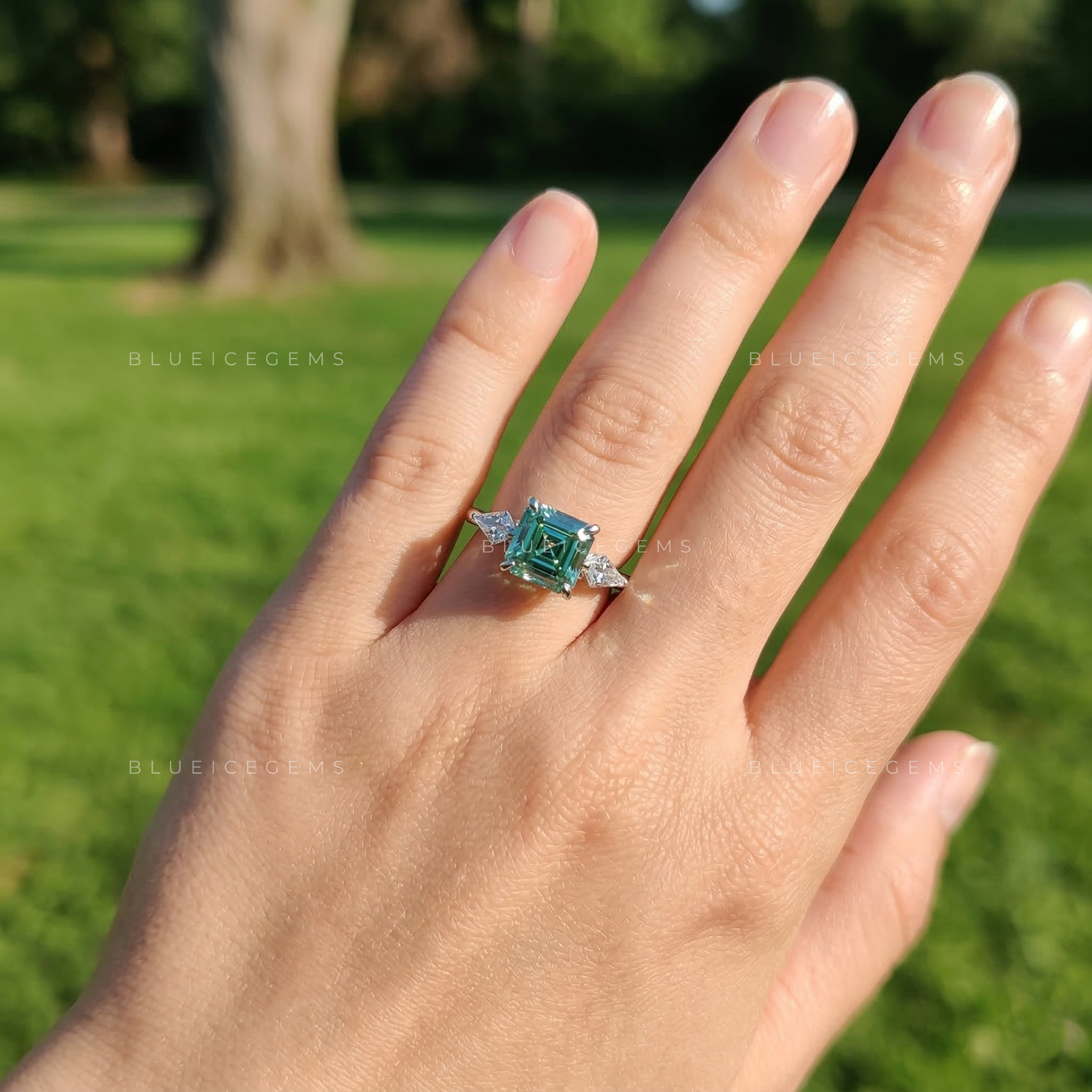 Architectural Allure Hexagon Step Cut Solitaire with Accents
