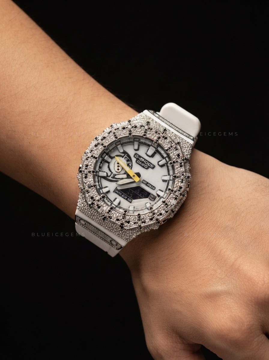 Cross Crown Iced Watch – Hand-Set Moissanite Bezel