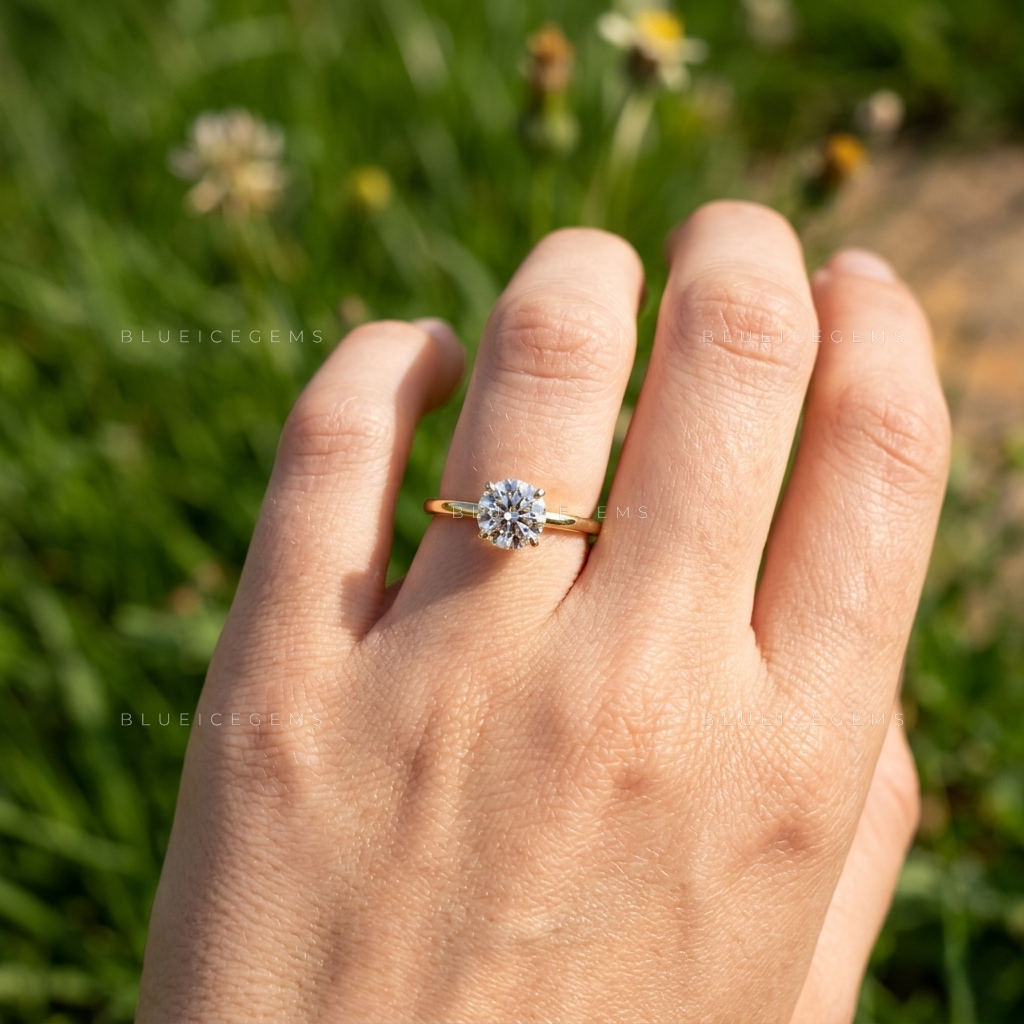 Dainty Round Brilliant Cut Minimalist Solitaire Promise Ring