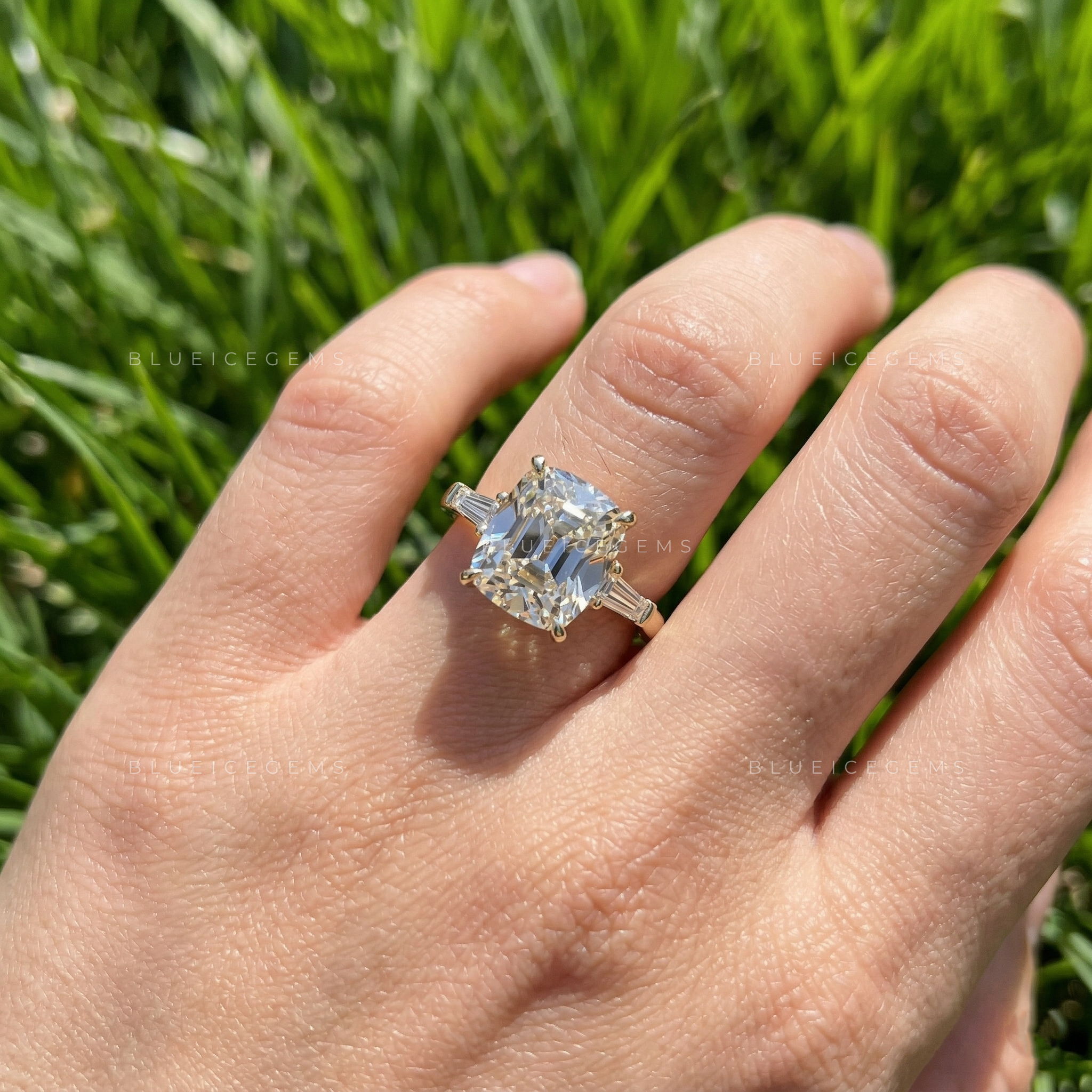 Vintage Grandeur Cushion Old Mine Cut Trilogy Ring