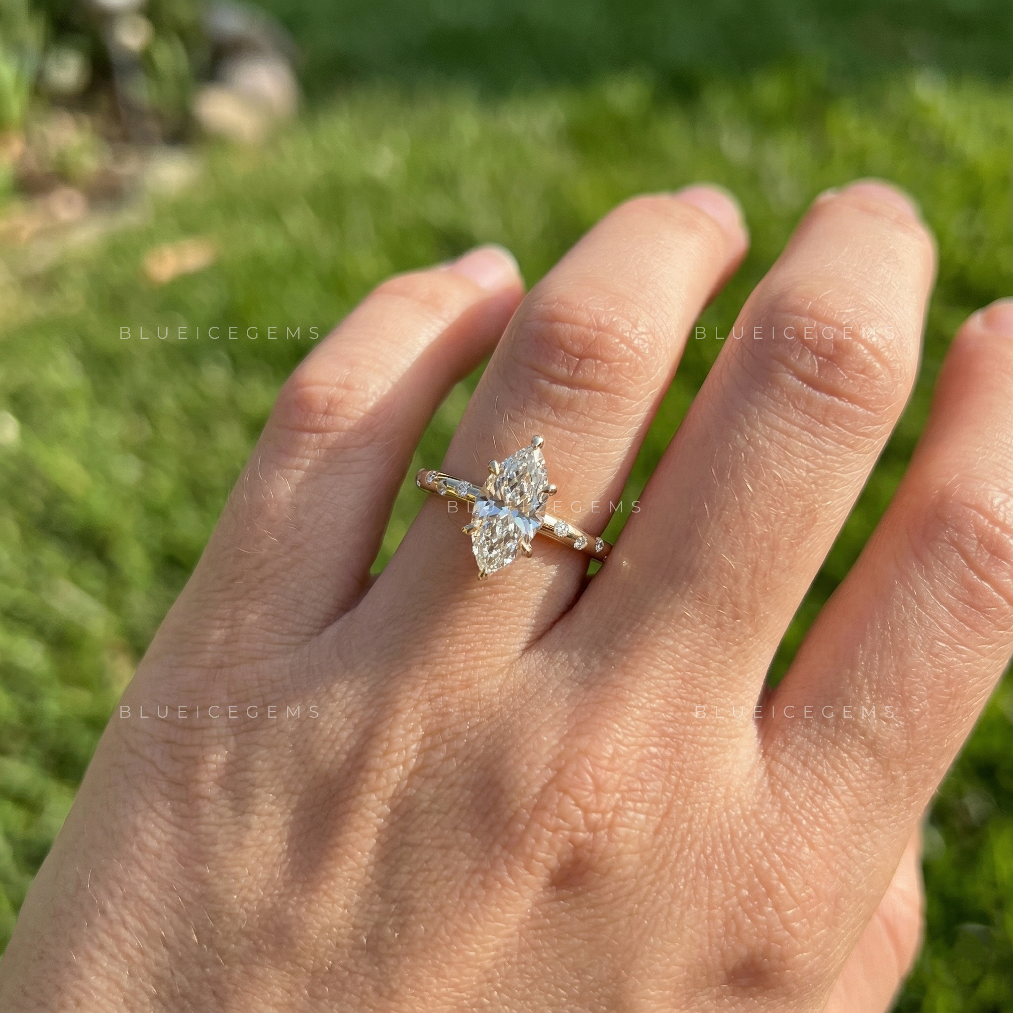 Regal Silhouette Marquise Cut Pavé Engagement Ring