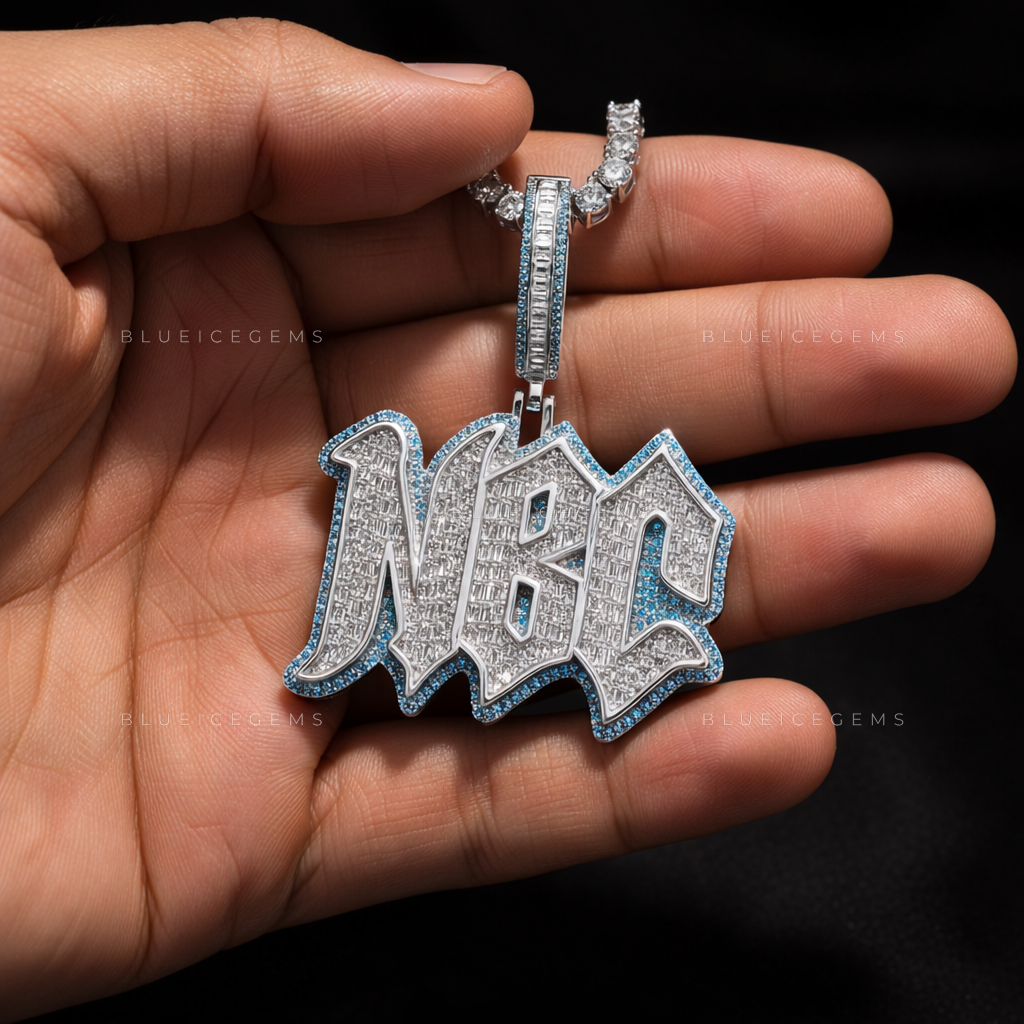 The "NBC" Azure Frost: Electric Blue Halo & Multi-Stone Fusion Pendant