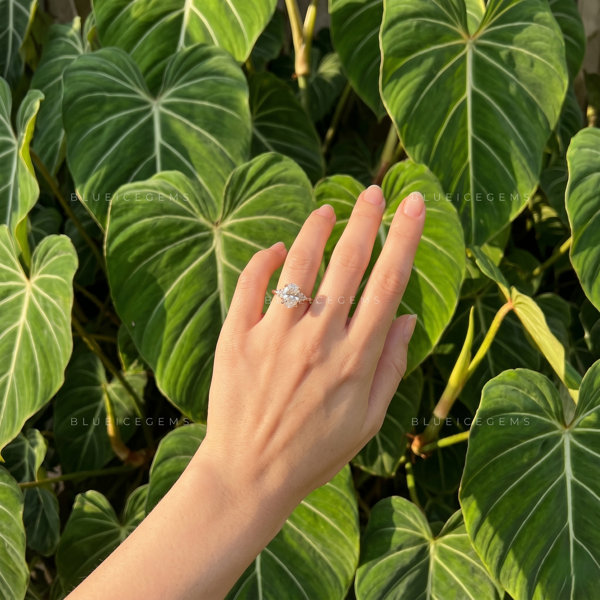 Luminous Harmony Oval Cut Three Stone Engagement Ring