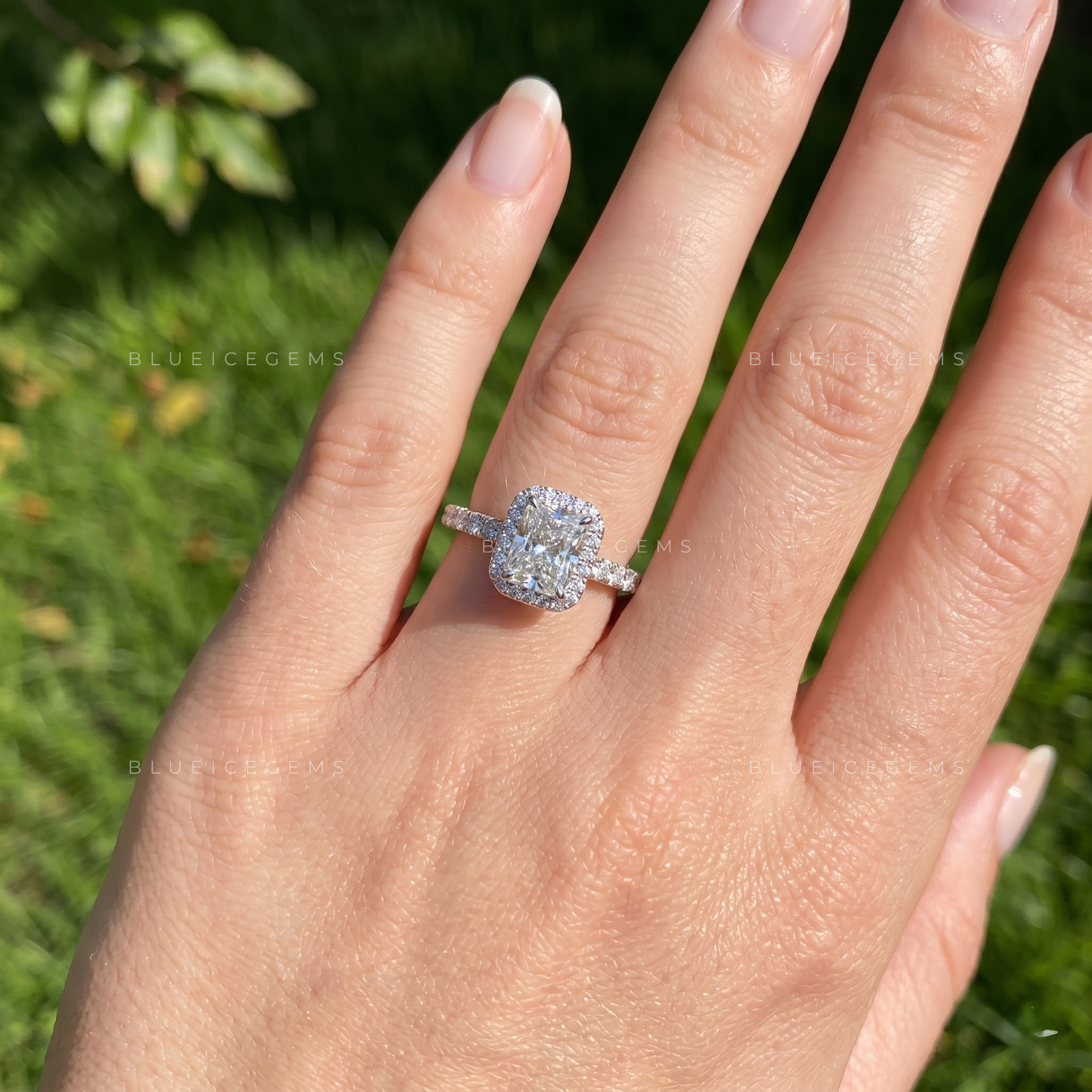 Majestic Glow Radiant Cut Pavé Engagement Ring