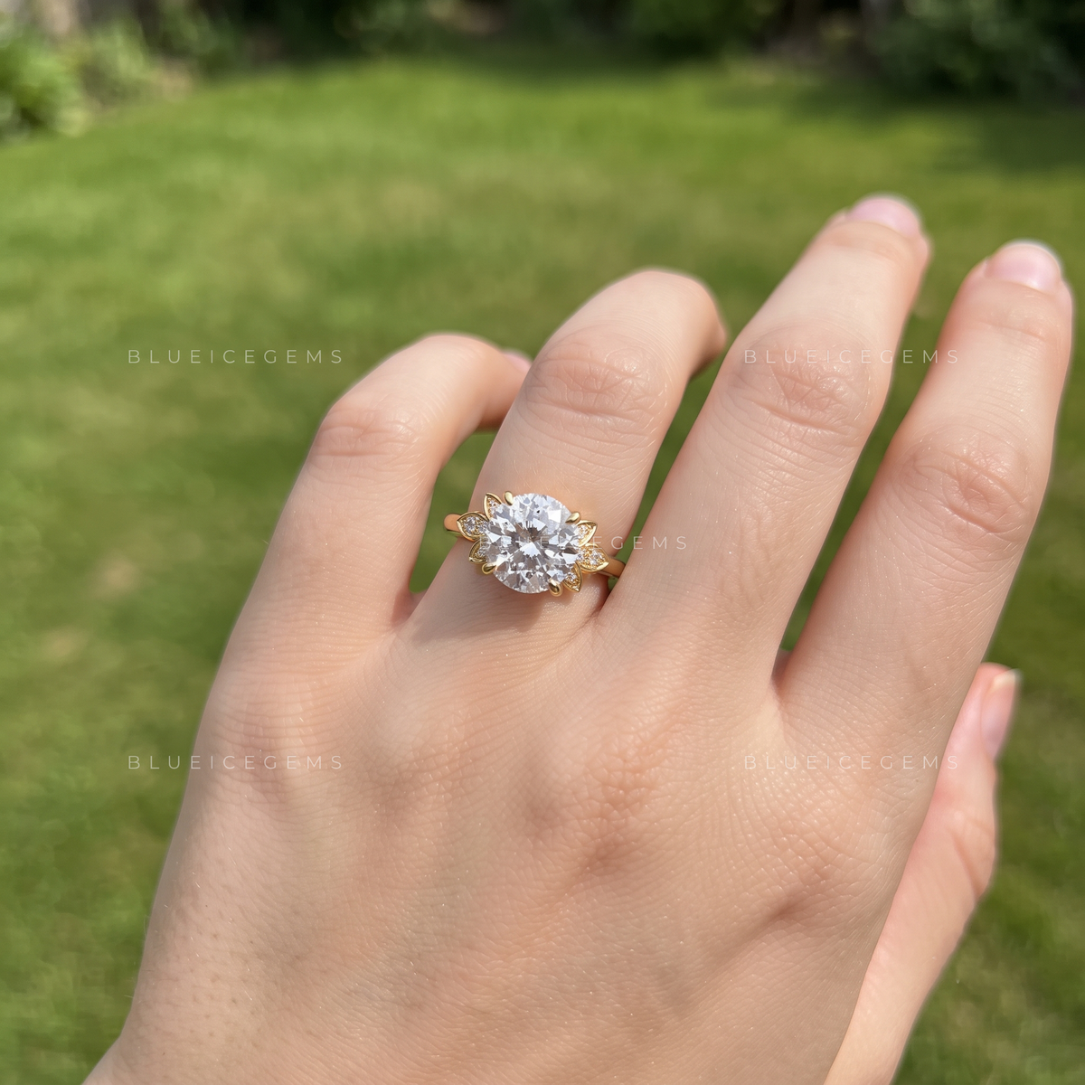 Flora Bloom Portuguese Cut Solitaire Engagement Ring