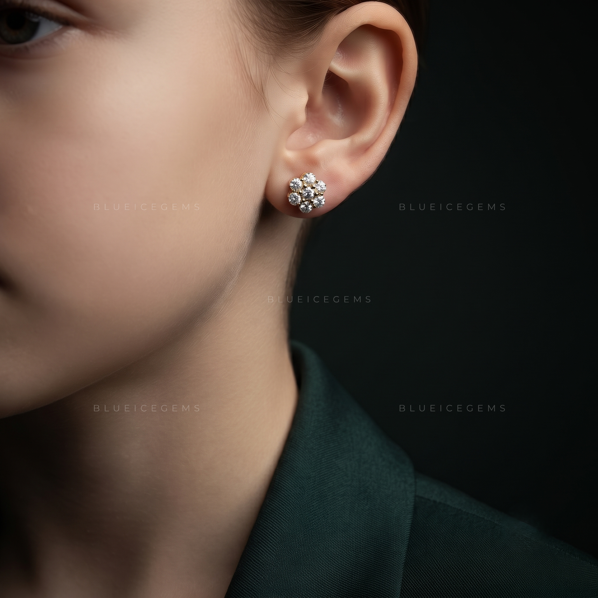 Gardenia Luxe Floral Diamond Cluster Stud Earrings