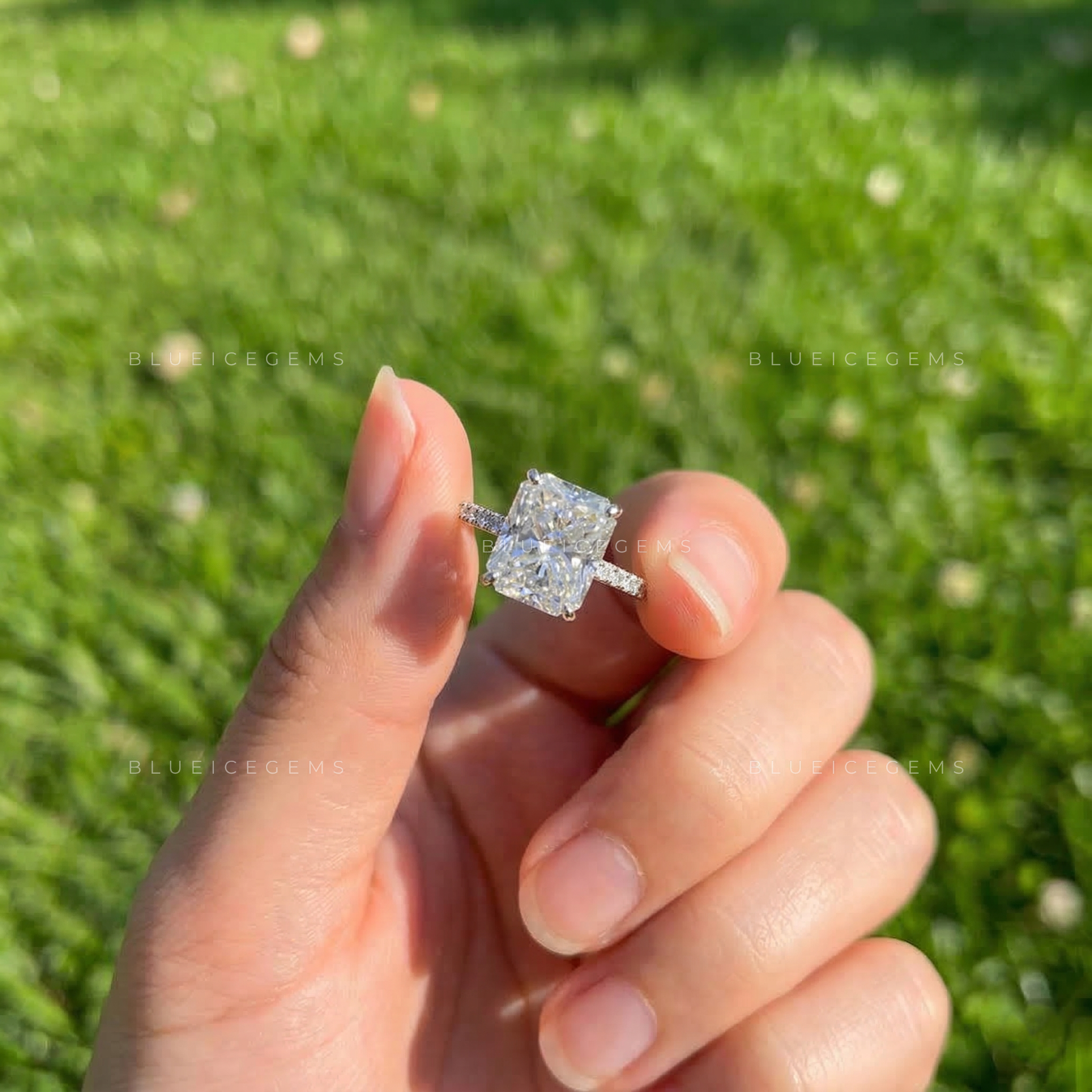 Modern Luxe Radiant Cut Euro Shank Ring