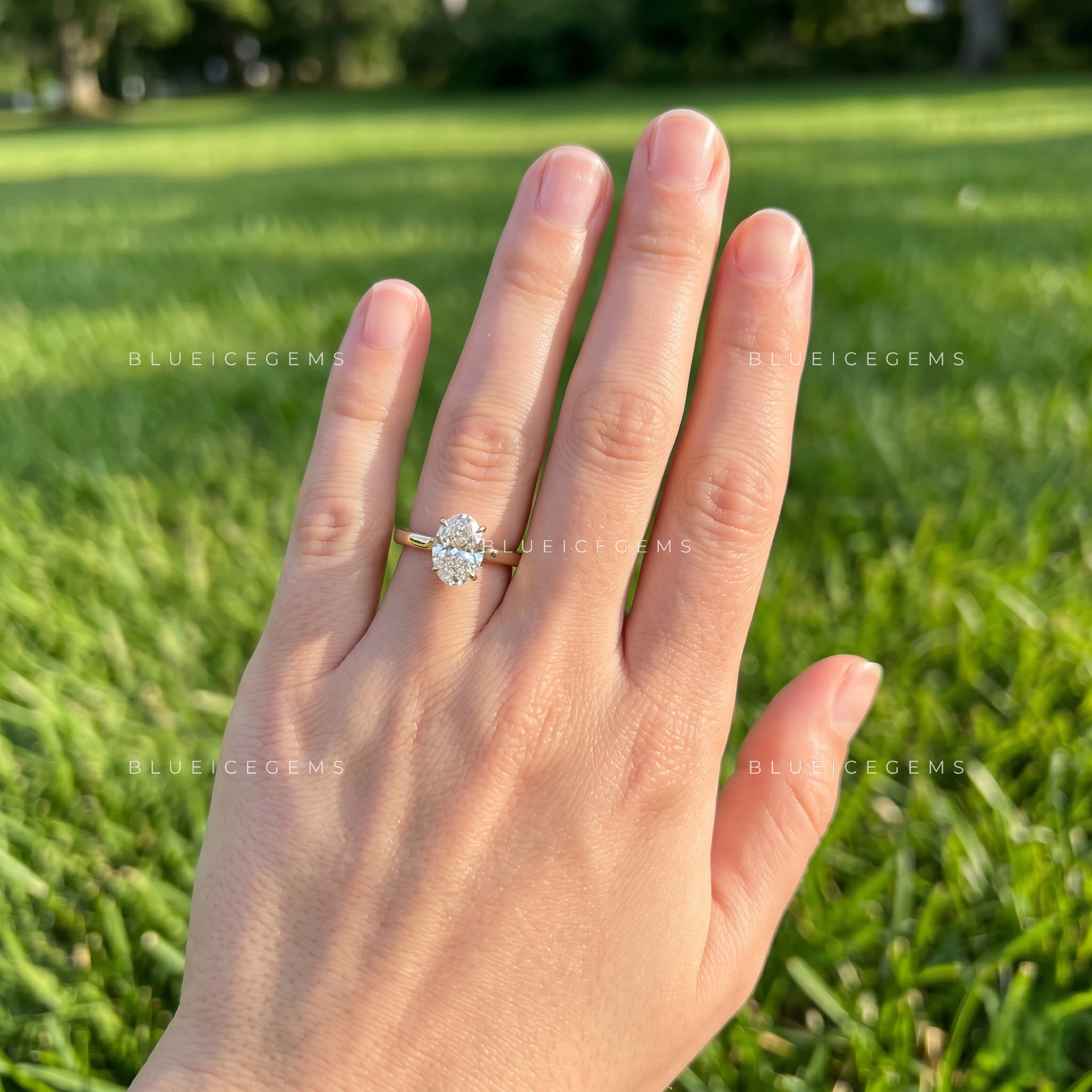 Opulent Grandeur Oval Cut Cathedral Engagement Ring