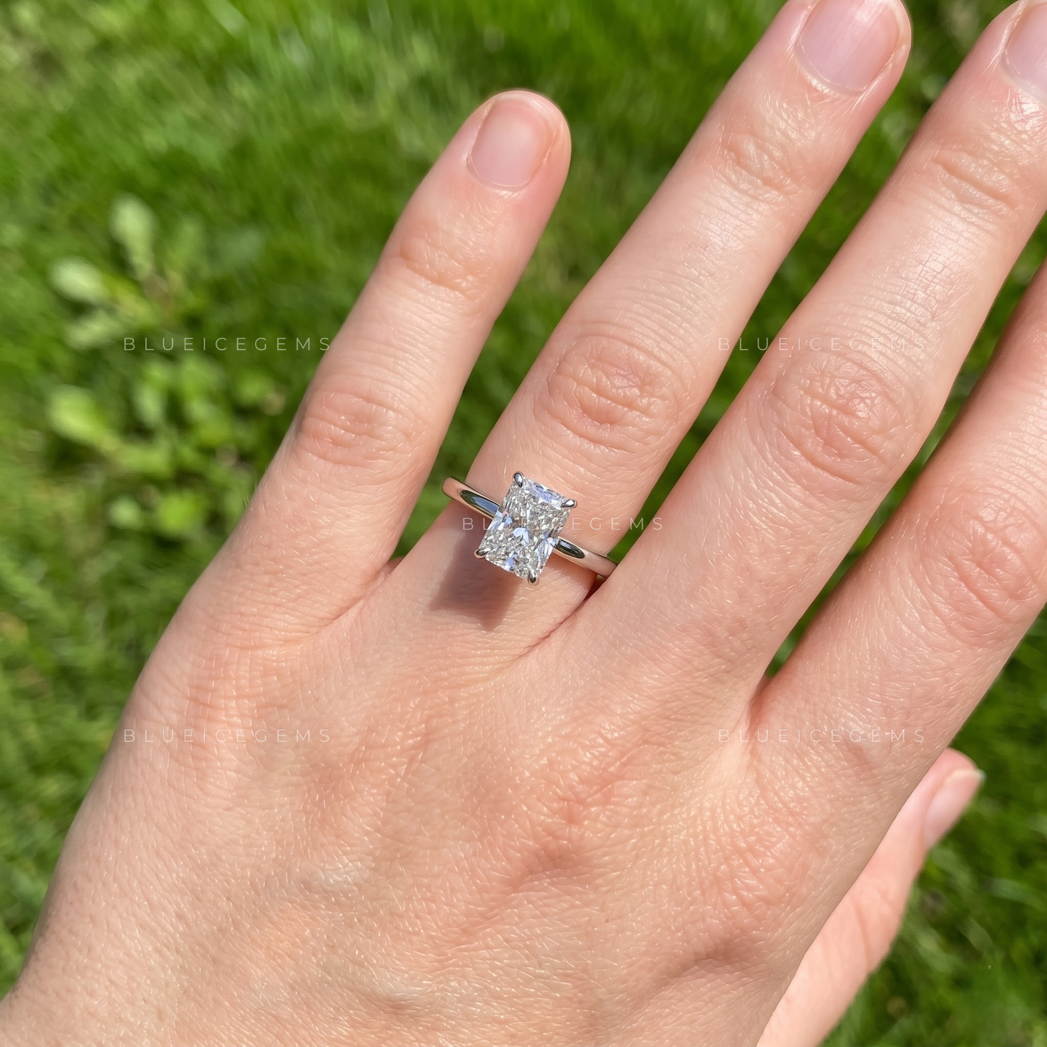 Captivating Brilliance Radiant Cut Solitaire Engagement Ring Classic Minimalist Anniversary Band