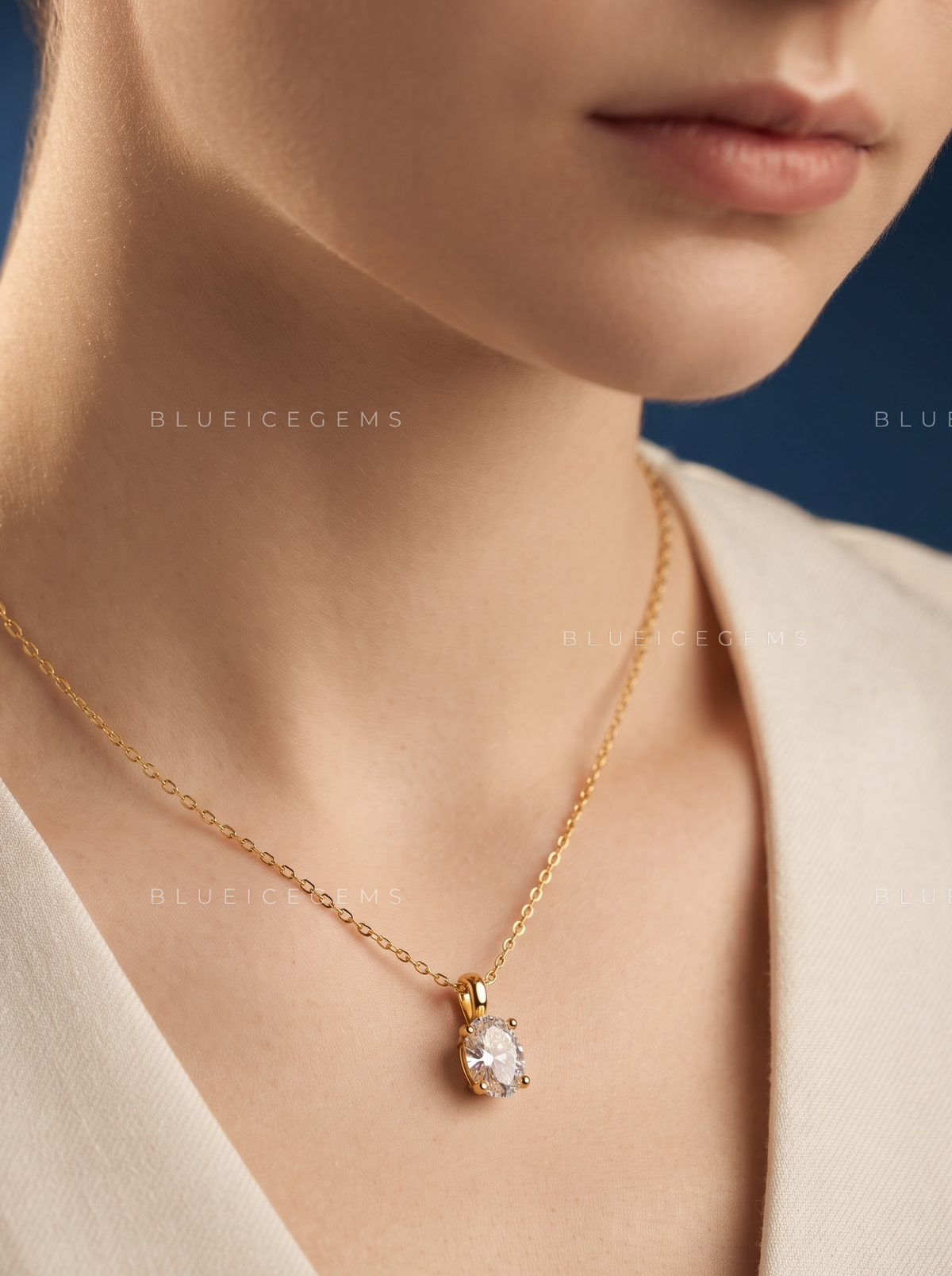 Oval Solitaire Diamond Pendant