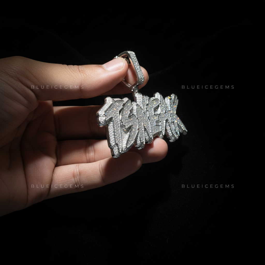 The "TSNEAK" High-Voltage: Jagged Electric Script & Triple-Tiered Frost Pendant