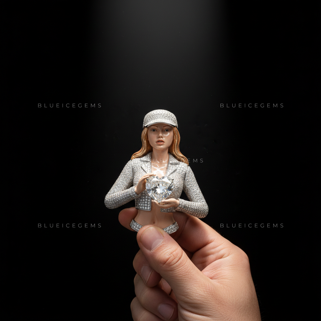 The "Heart of Ice" Portrait: 3D Urban Figurine & Massive Solitaire Sovereign