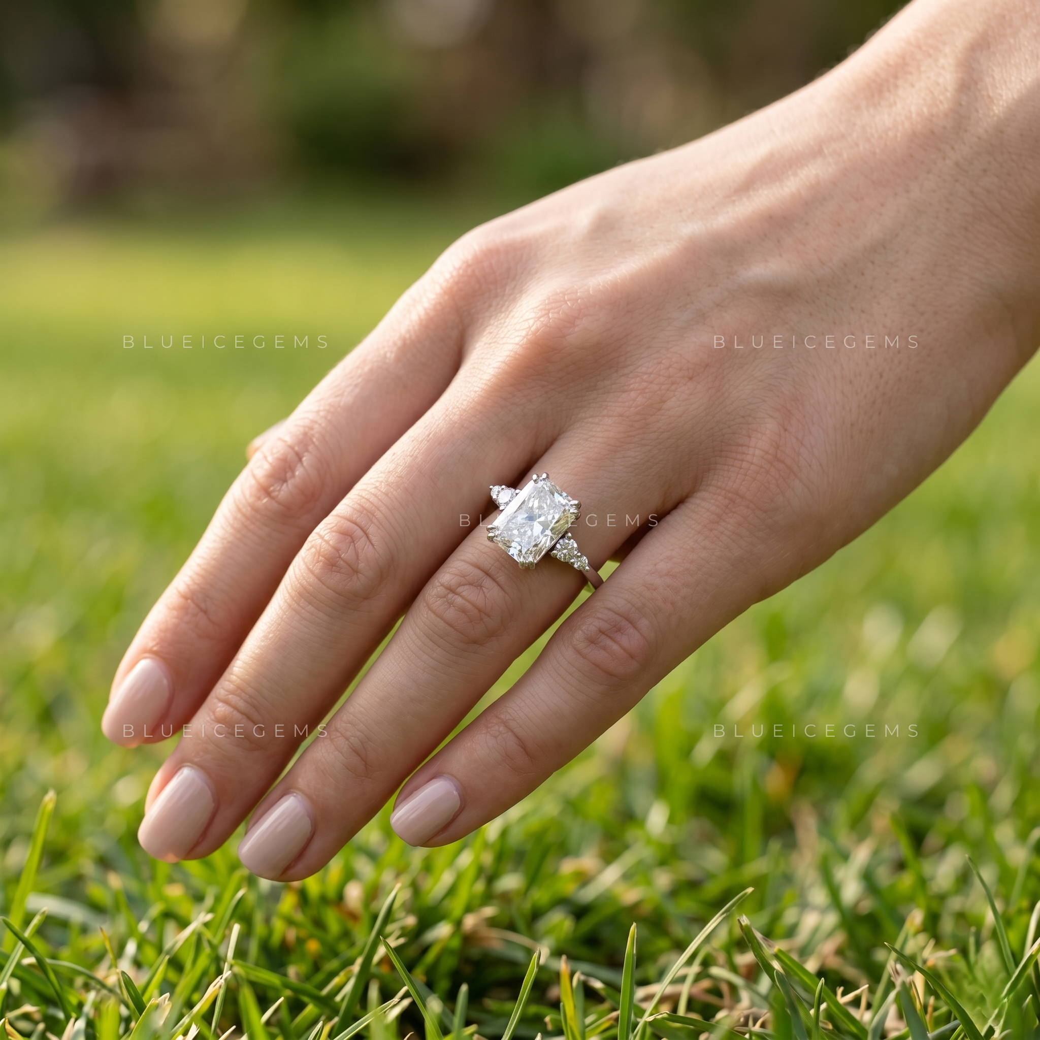 Starlight Symphony Radiant Cut Five Stone Engagement Ring