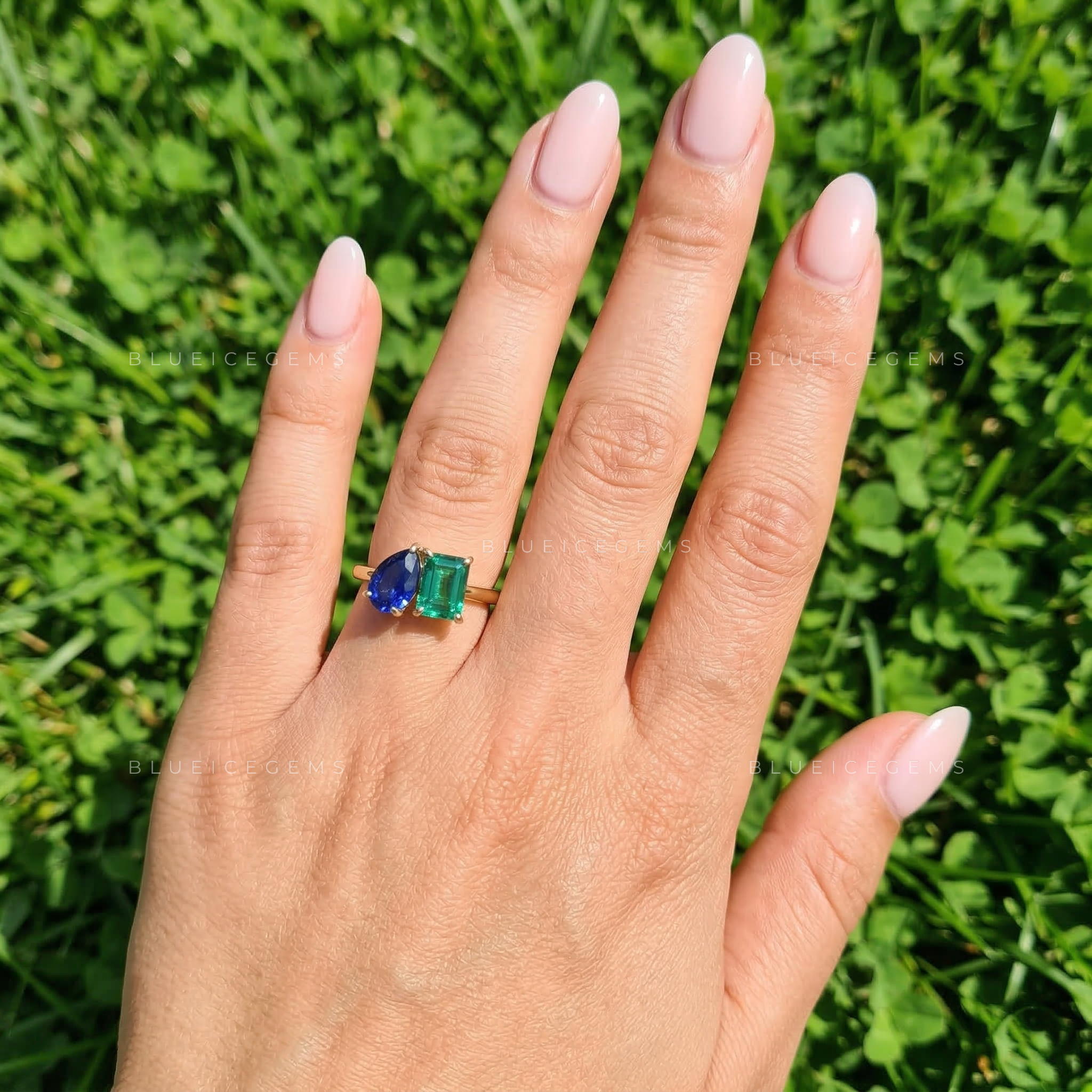 Verdant Azure Toi Et Moi Statement Ring