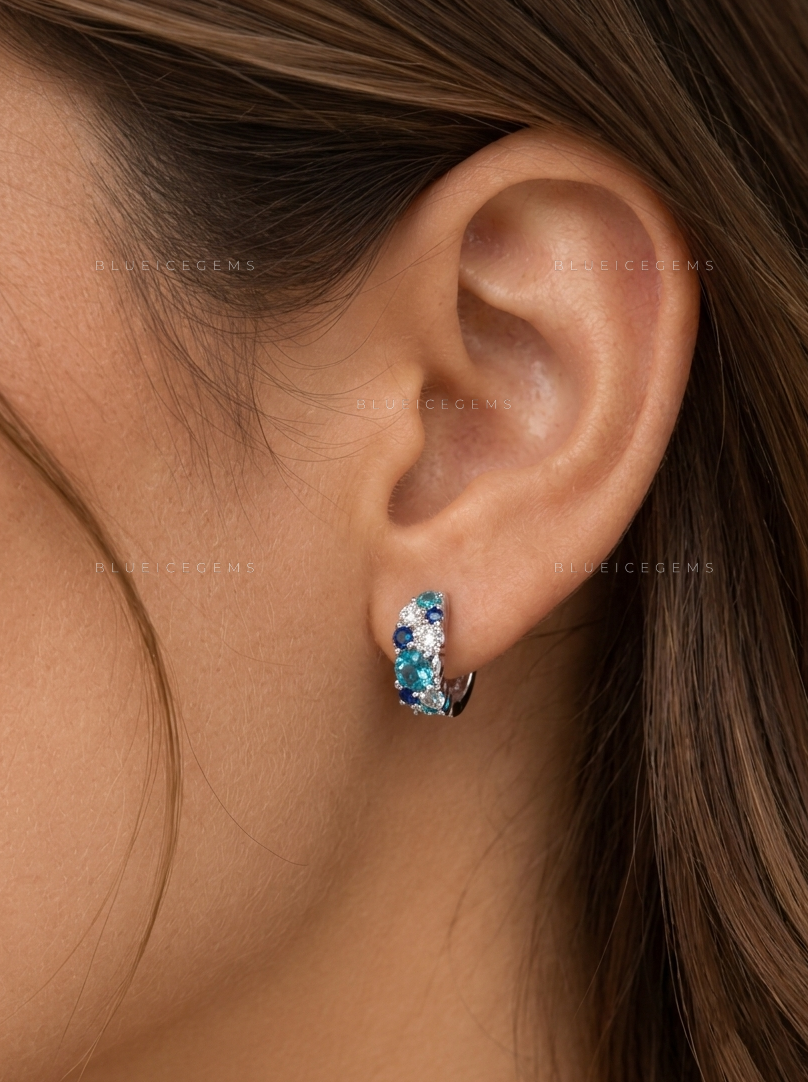 Hydrangea Bouquet Gemstone Hoop Earrings