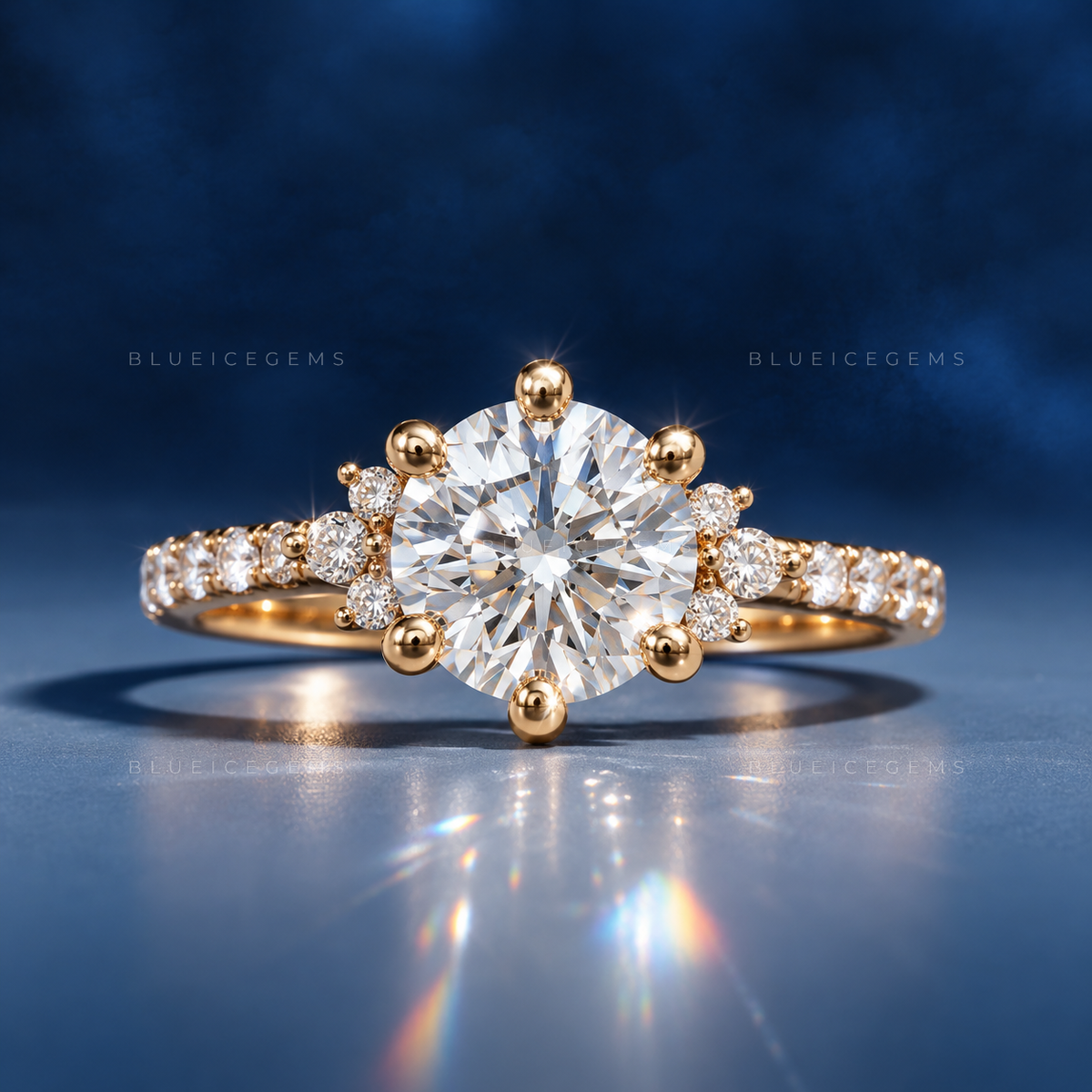 Ethereal Luminance Round Cut Halo Engagement Ring
