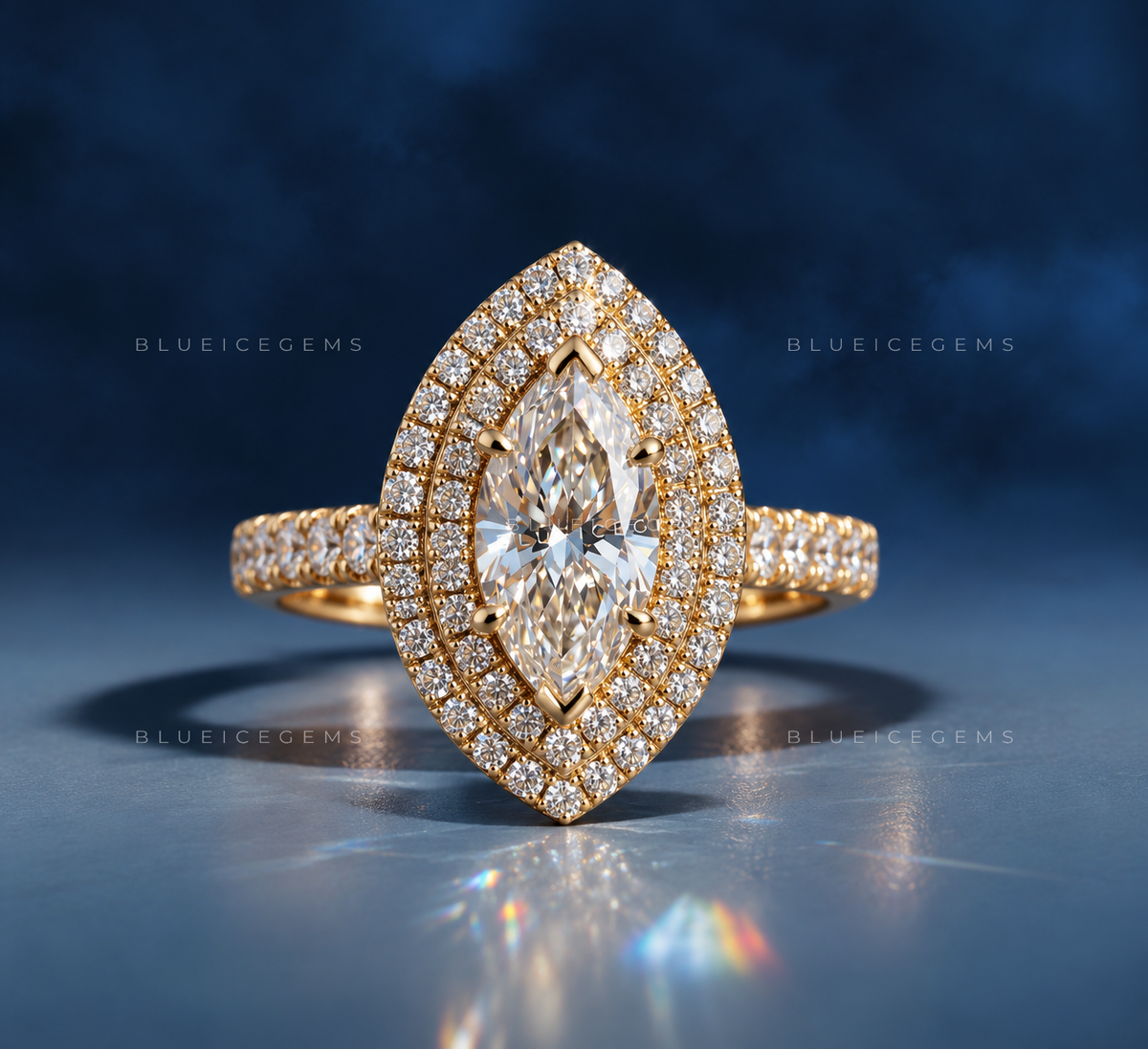 Celestial Crown Marquise Cut Accented Engagement Ring