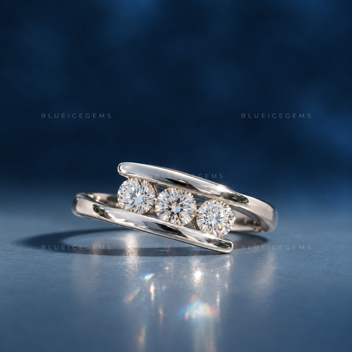 Starlight Cascade Round Cut Contour Wedding Band