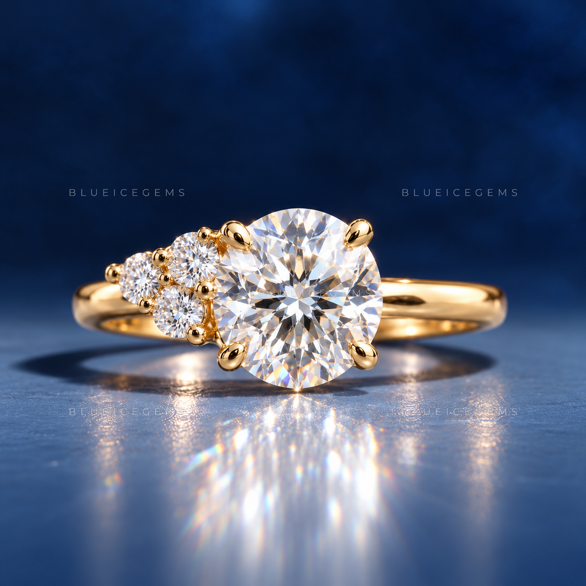 Trivara Round Cut Three Stone Engagement Ring