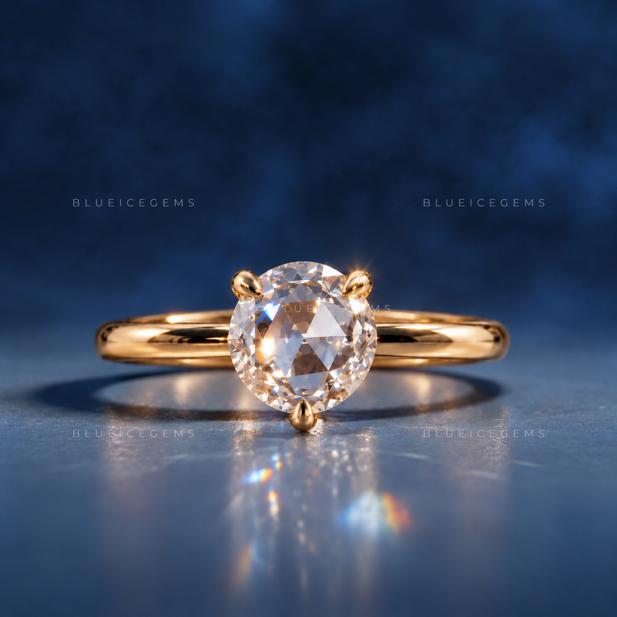 Vintage Romance Round Rose Cut Solitaire Ring