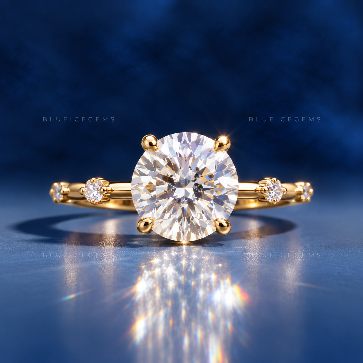 Luméa Round Brilliant Accent Engagement Ring
