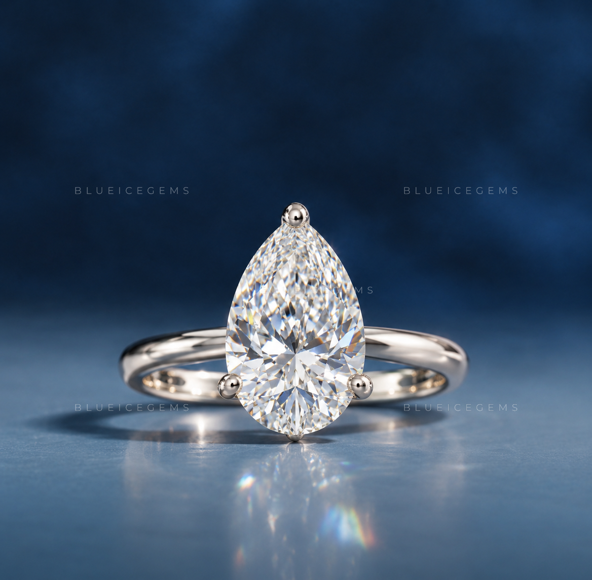 Celestial Silhouette Pear Brilliant Cut Solitaire Engagement Ring
