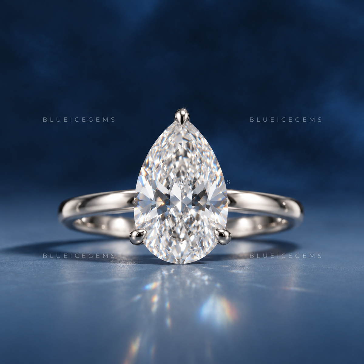 Celestial Silhouette Pear Brilliant Cut Solitaire Engagement Ring