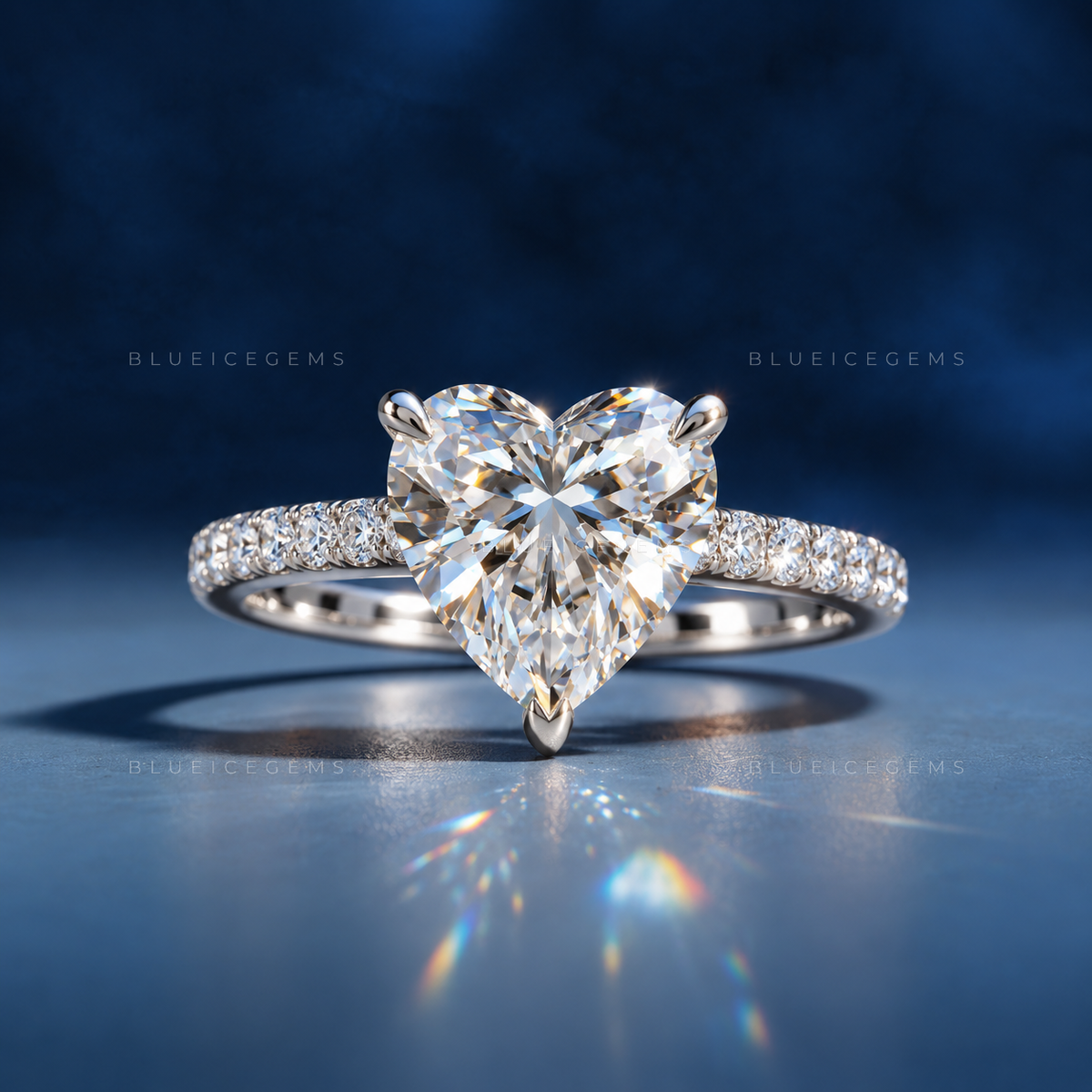 Celestial Heart Brilliant Cut Pavé Diamond Engagement Ring