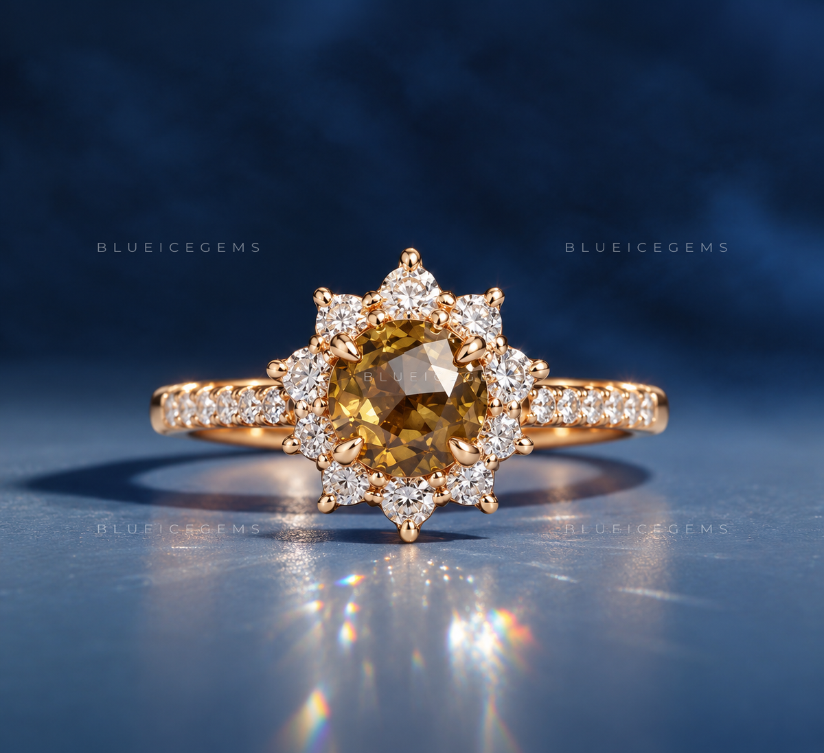 Golden Hour Round Rose Cut Champagne Ring