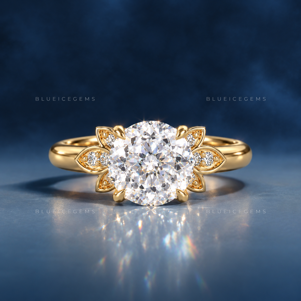 Flora Bloom Portuguese Cut Solitaire Engagement Ring